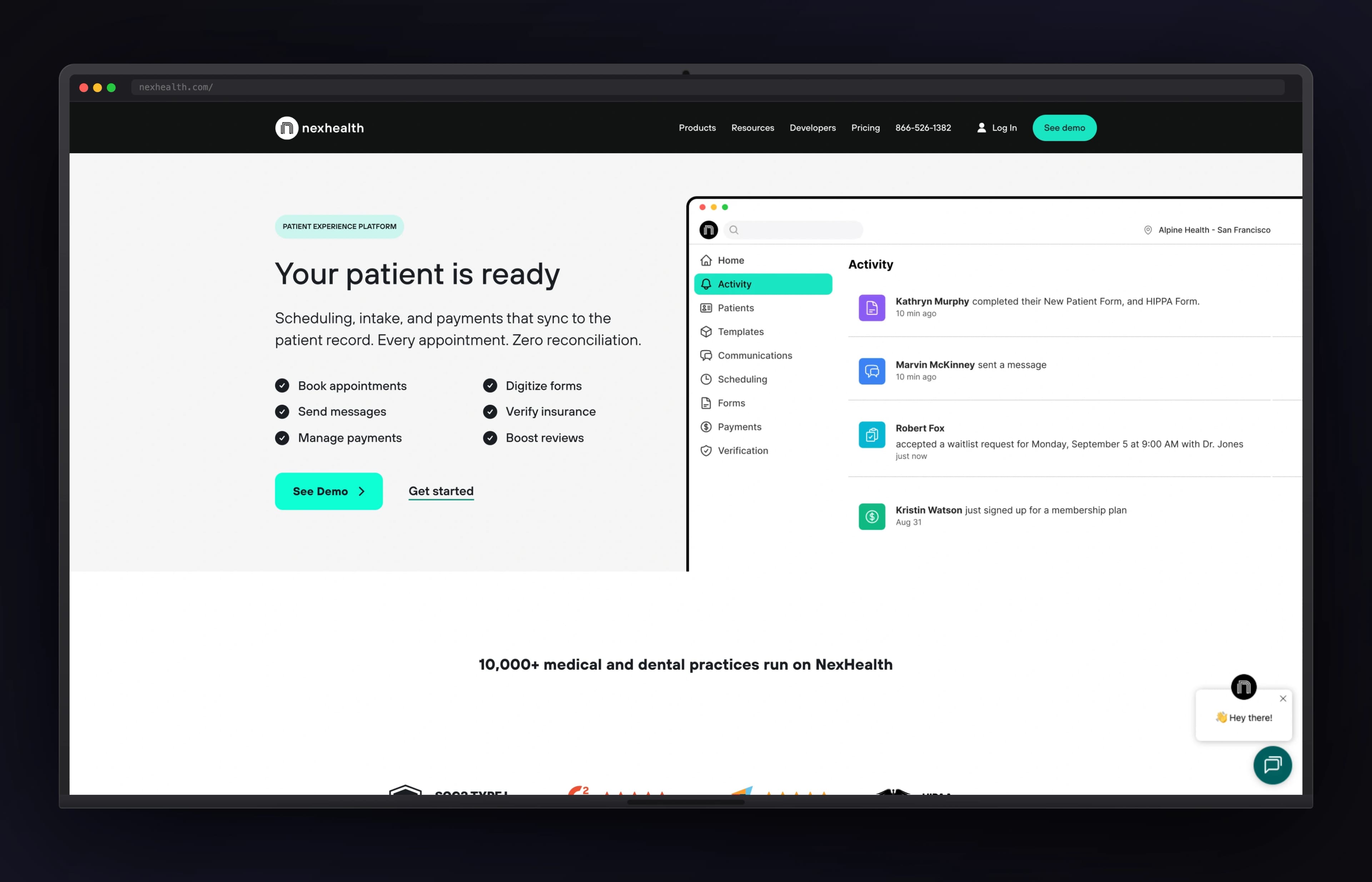 NexHealth website preview