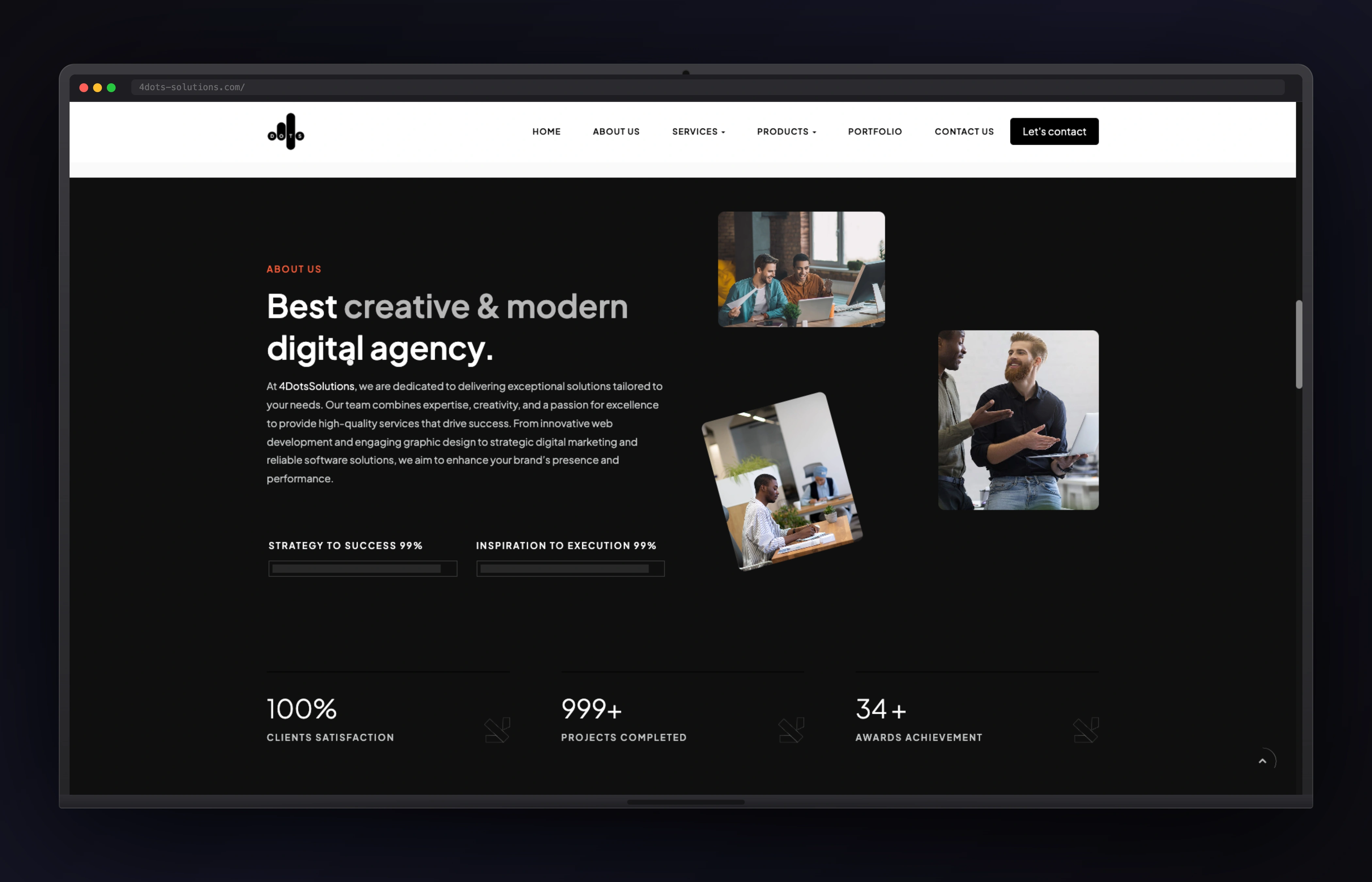 4Dots Solutions desktop website concept