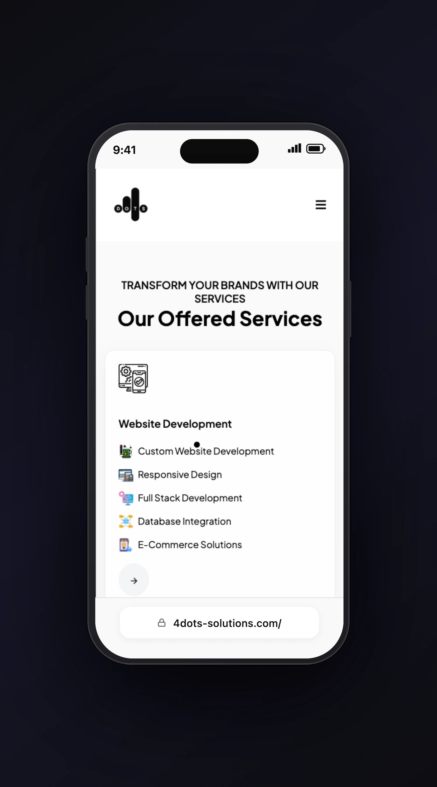 4Dots Solutions mobile screen one