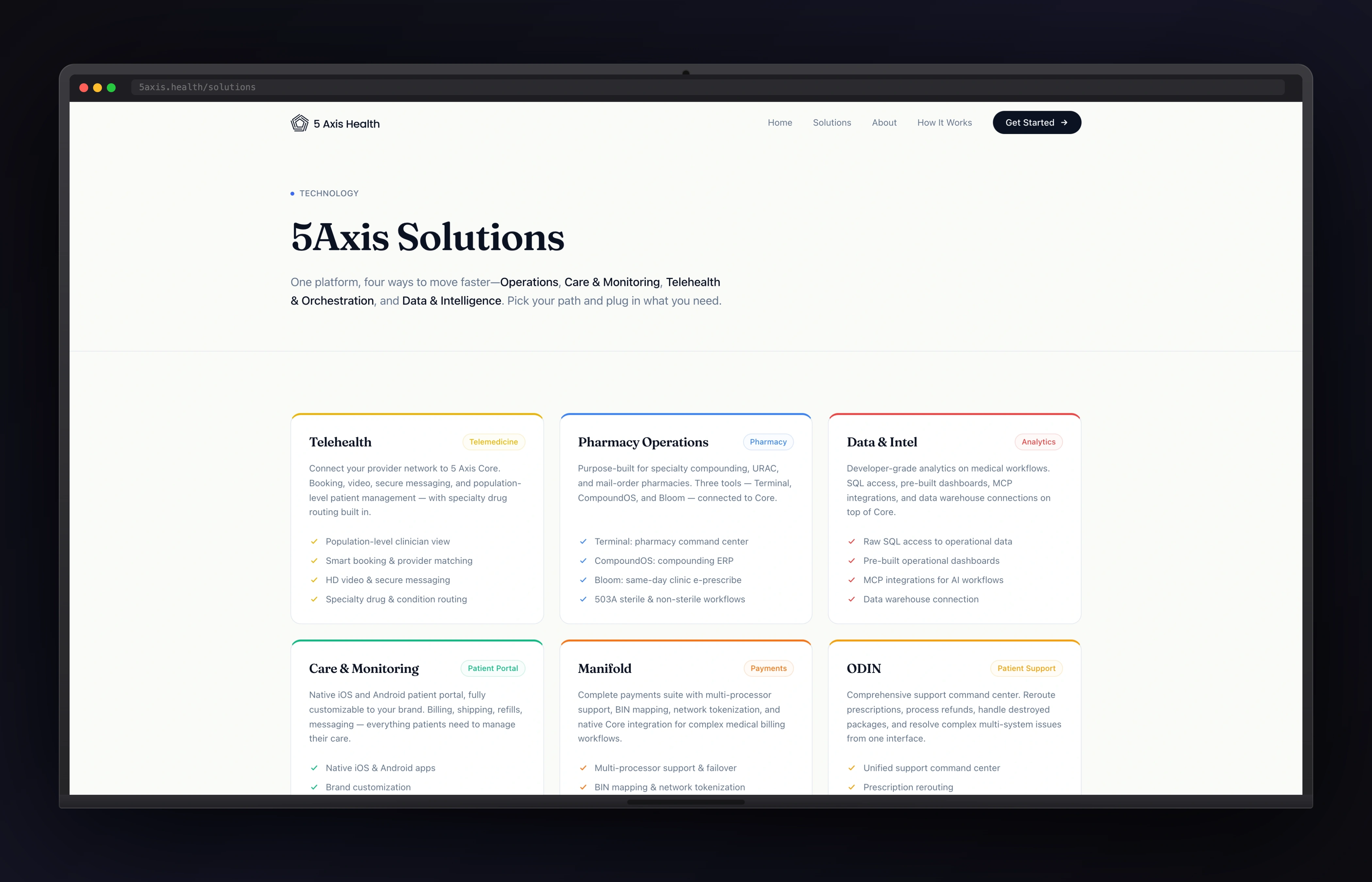 5 Axis Health desktop website concept