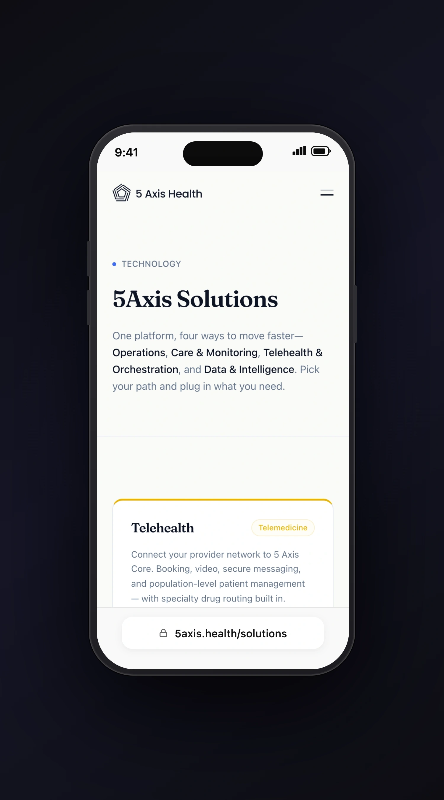5 Axis Health mobile screen two