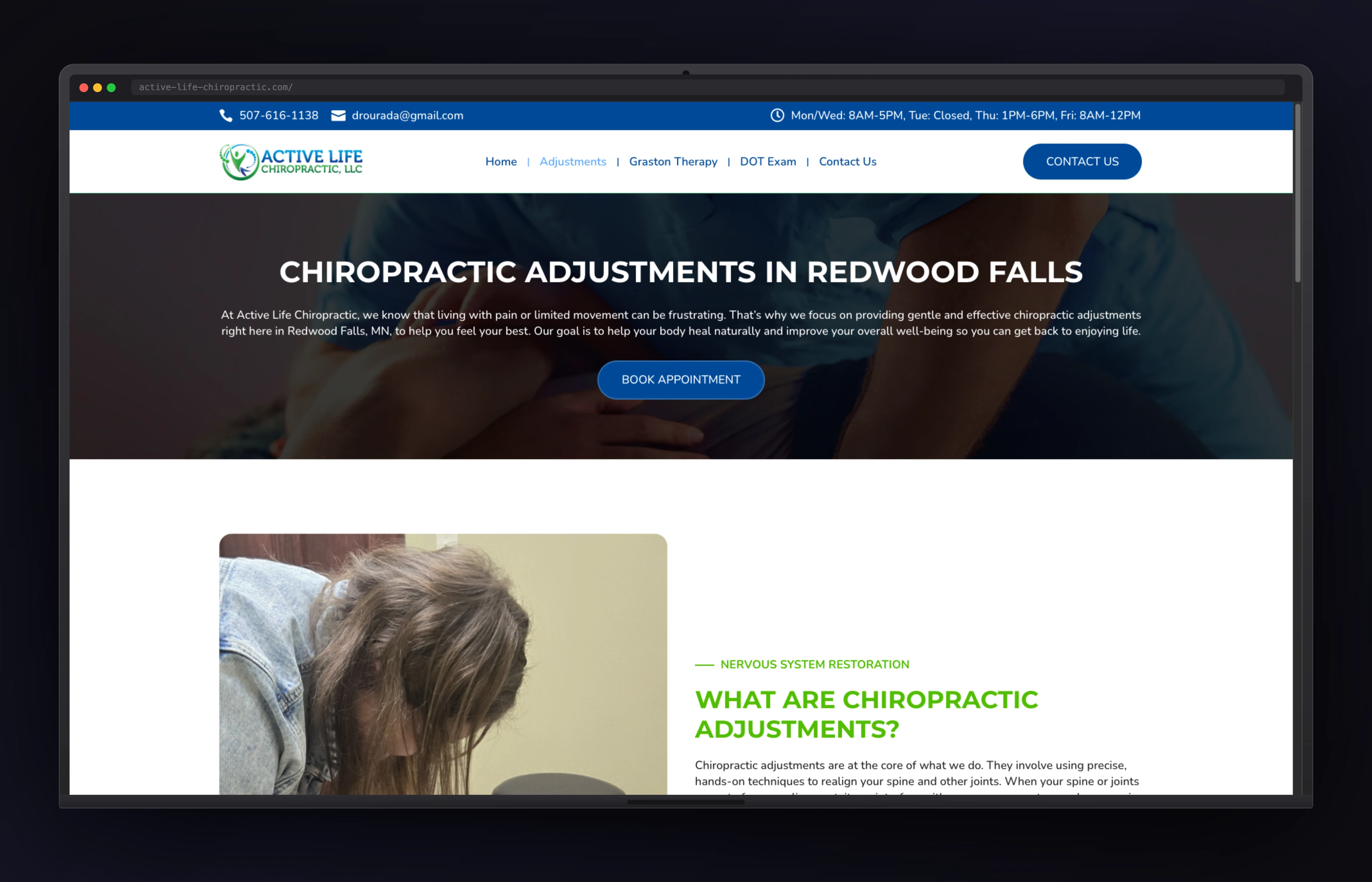 Active Life Chiropractic desktop website concept