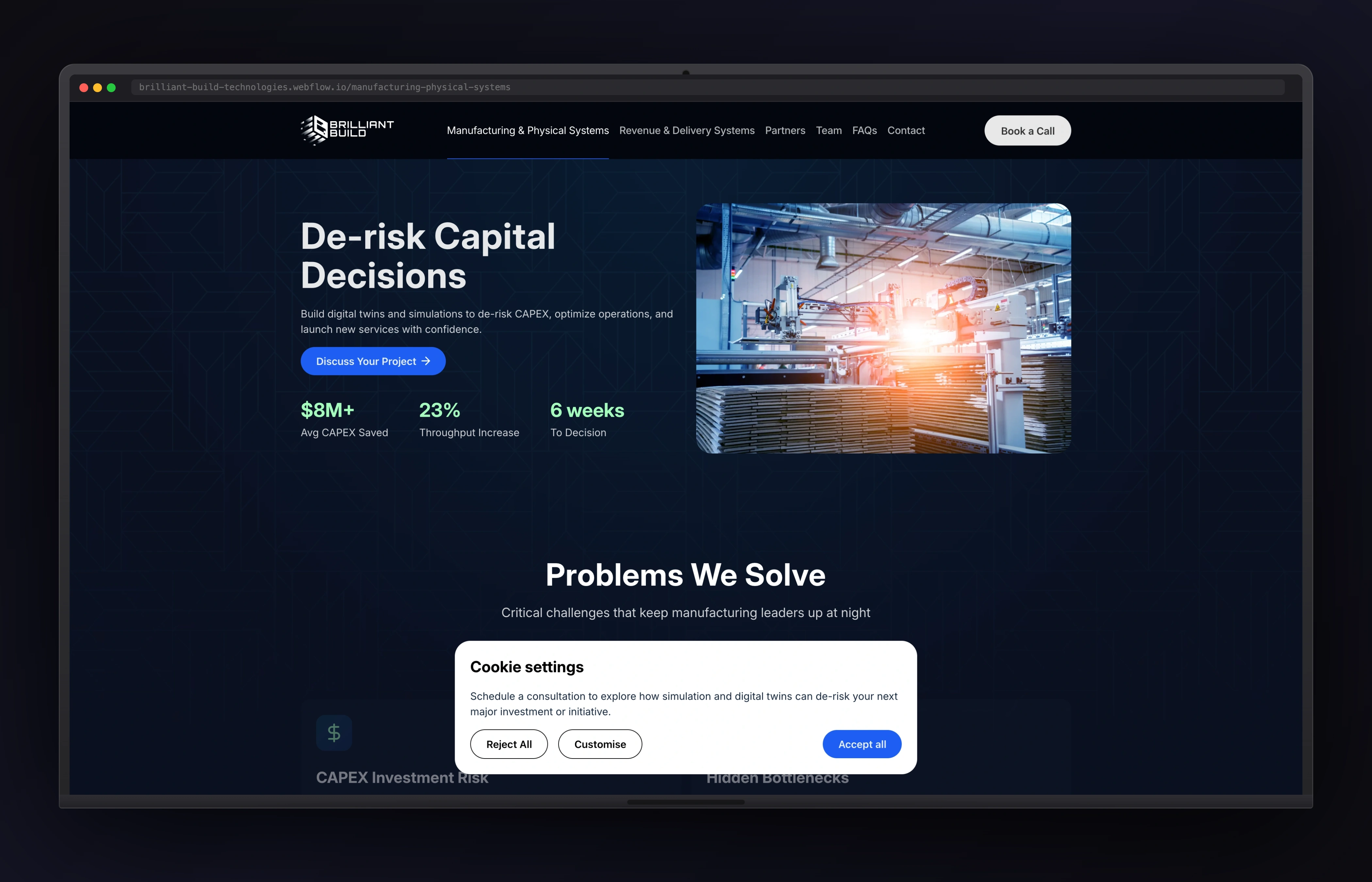 Brilliant Build Technologies desktop website concept