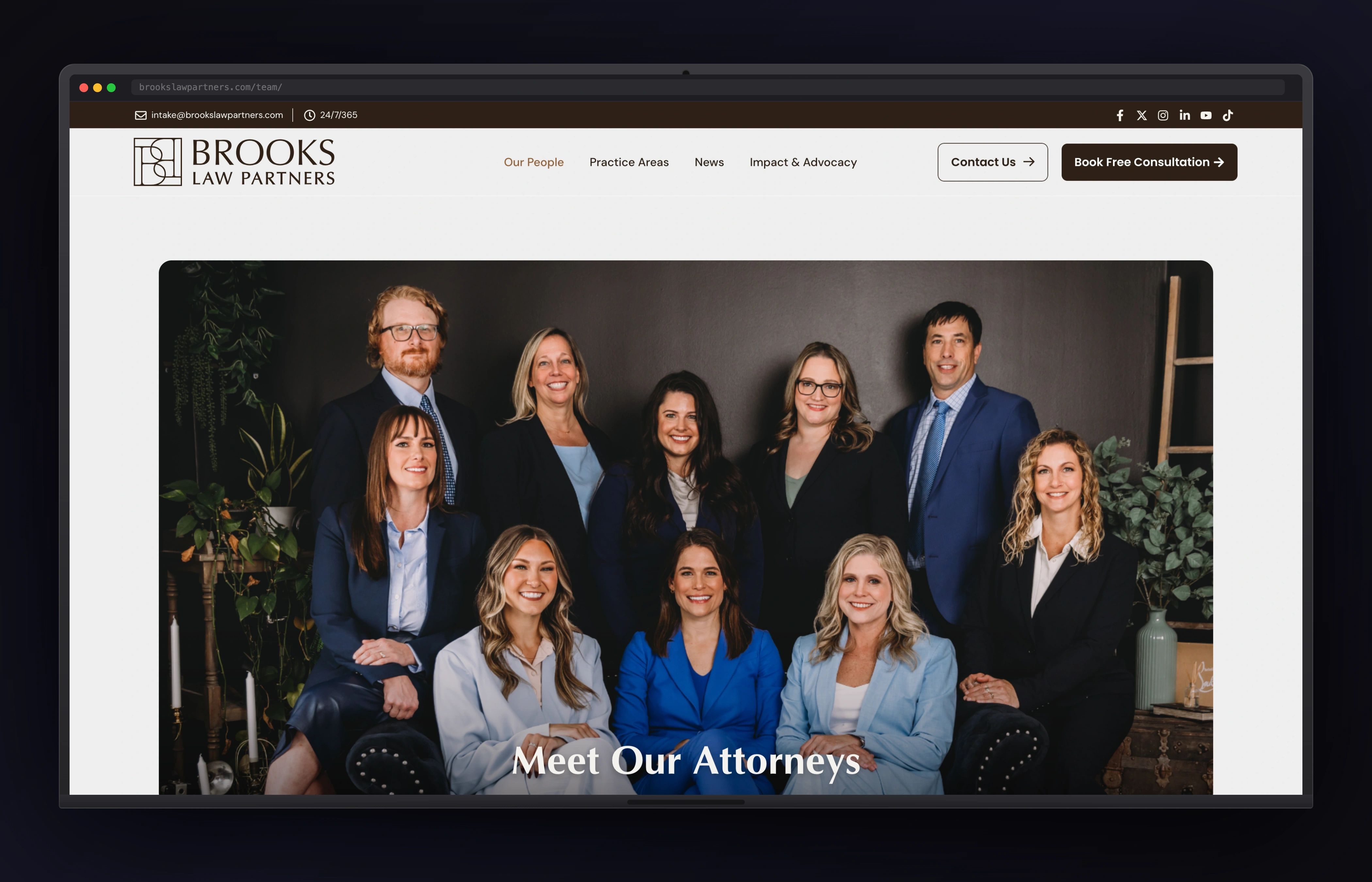 Brooks Injury Law desktop website concept