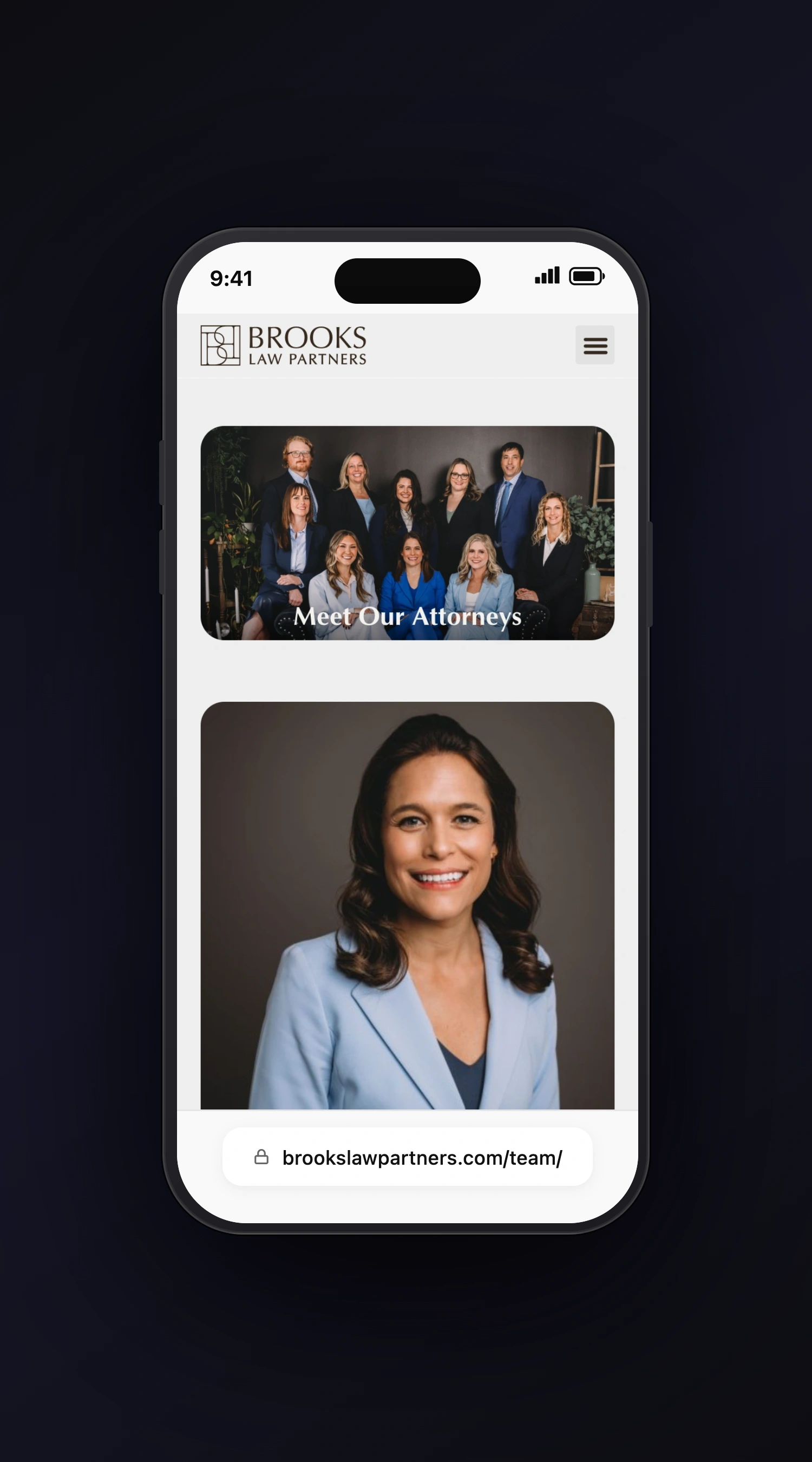Brooks Injury Law mobile screen two