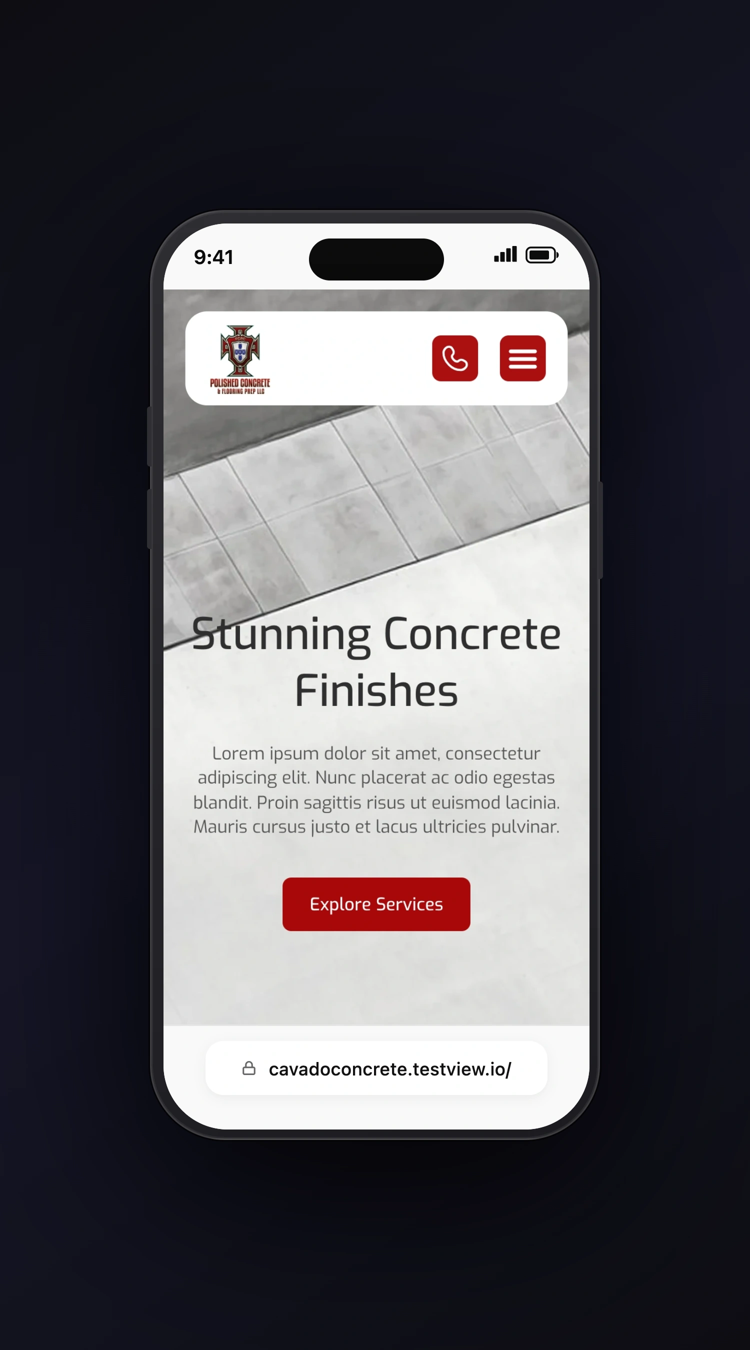 Cavado Concrete mobile screen one