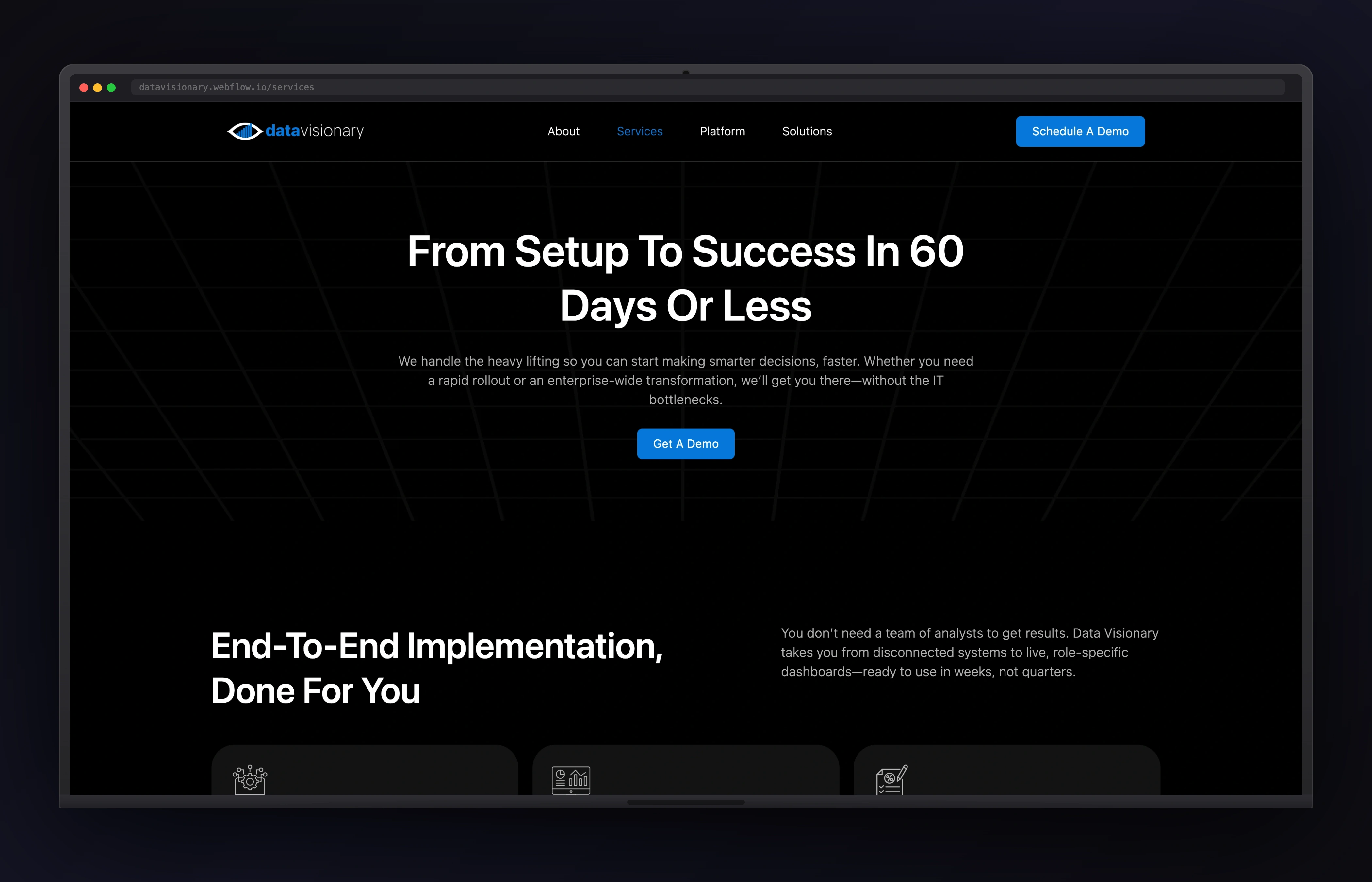 Data Visionary desktop website concept