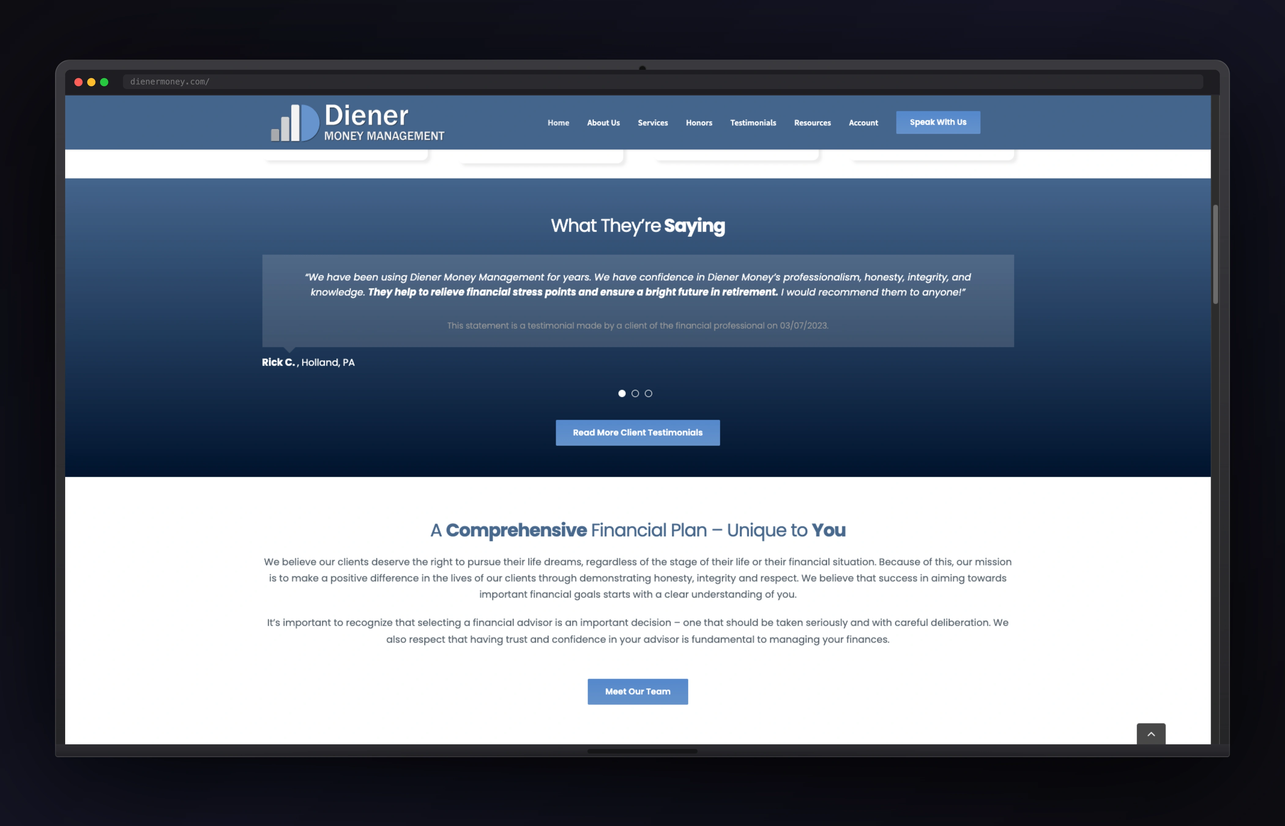 Dienermoney desktop website concept