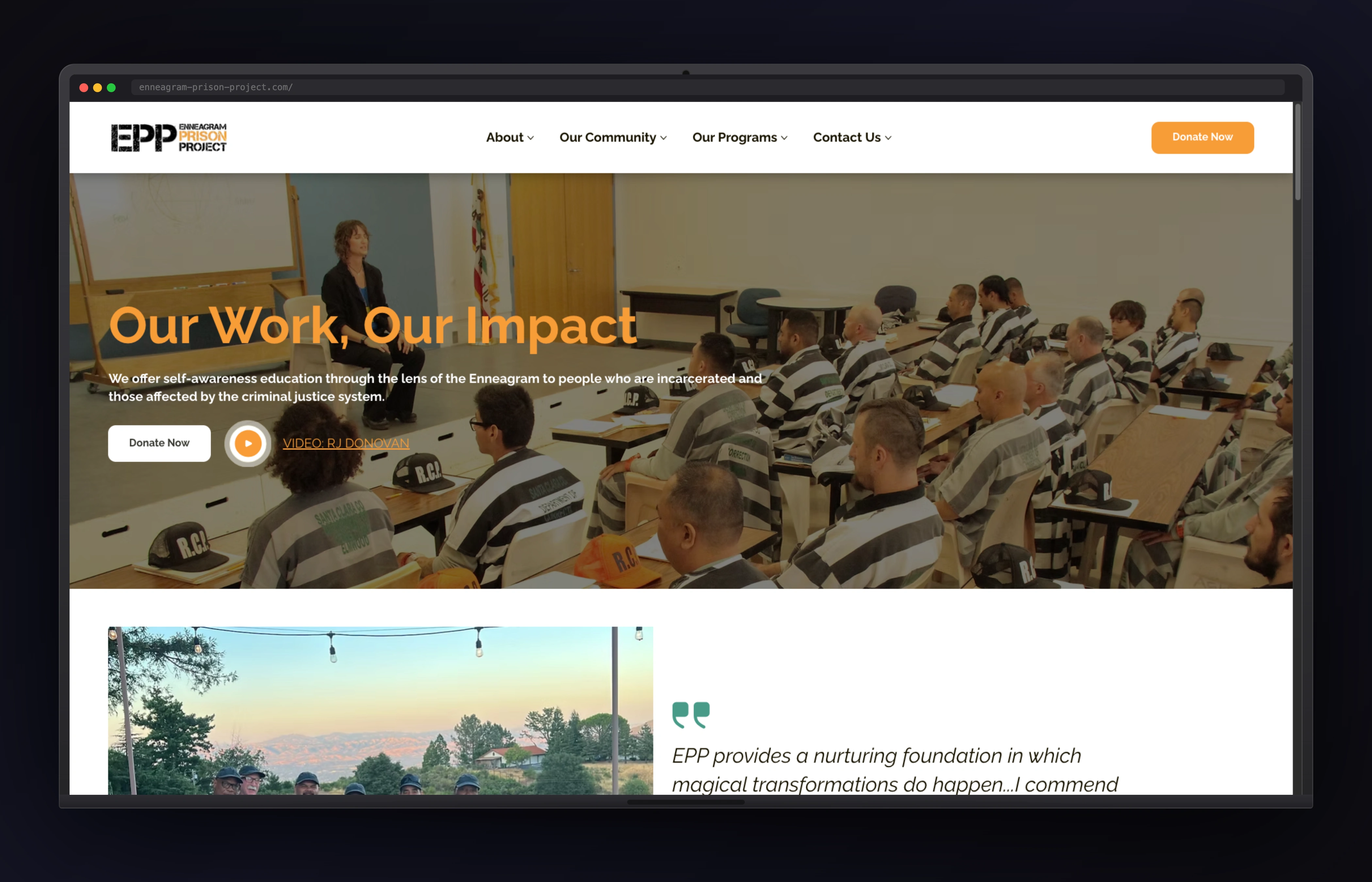 Enneagram Prison Project desktop website concept