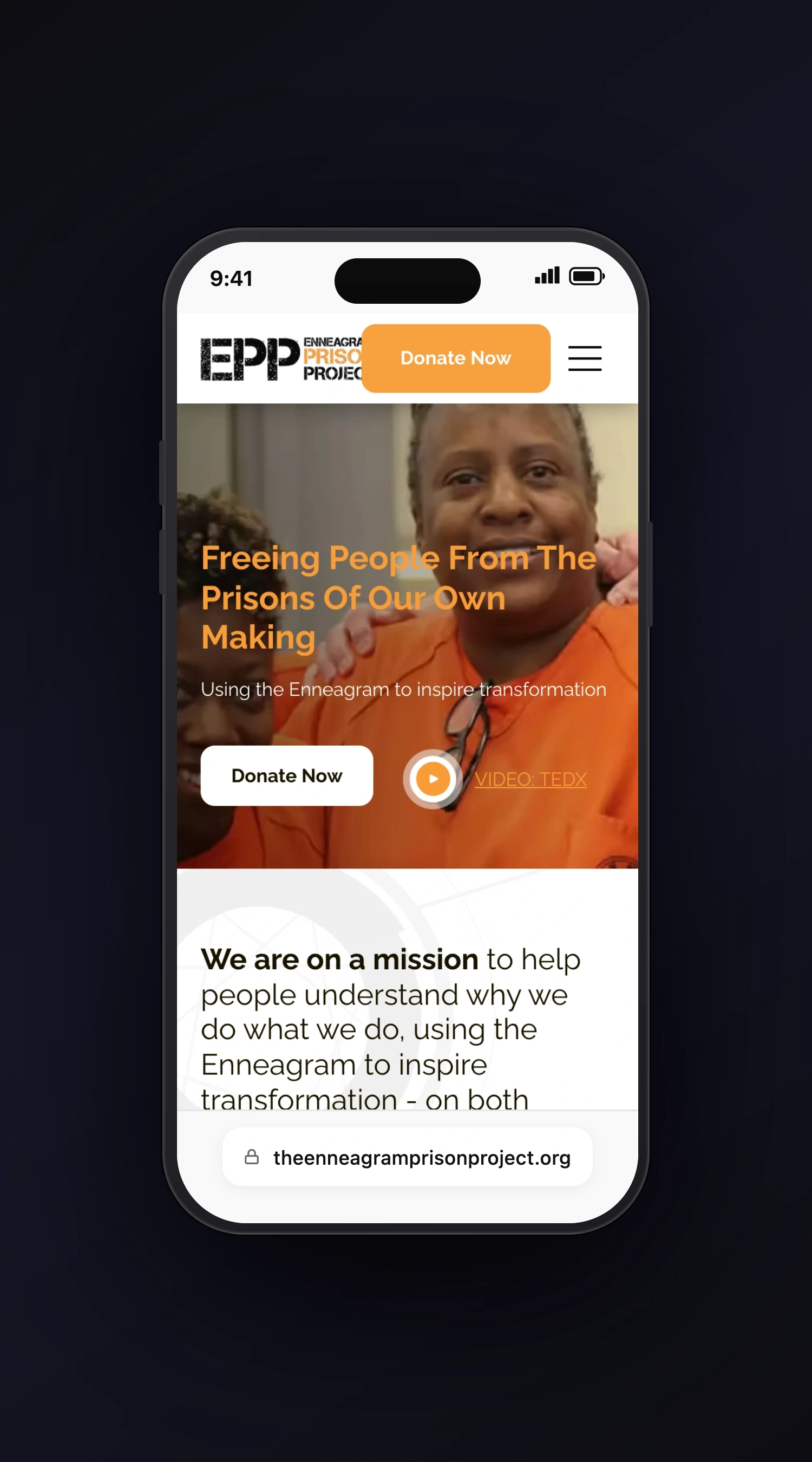 Enneagram Prison Project mobile screen one