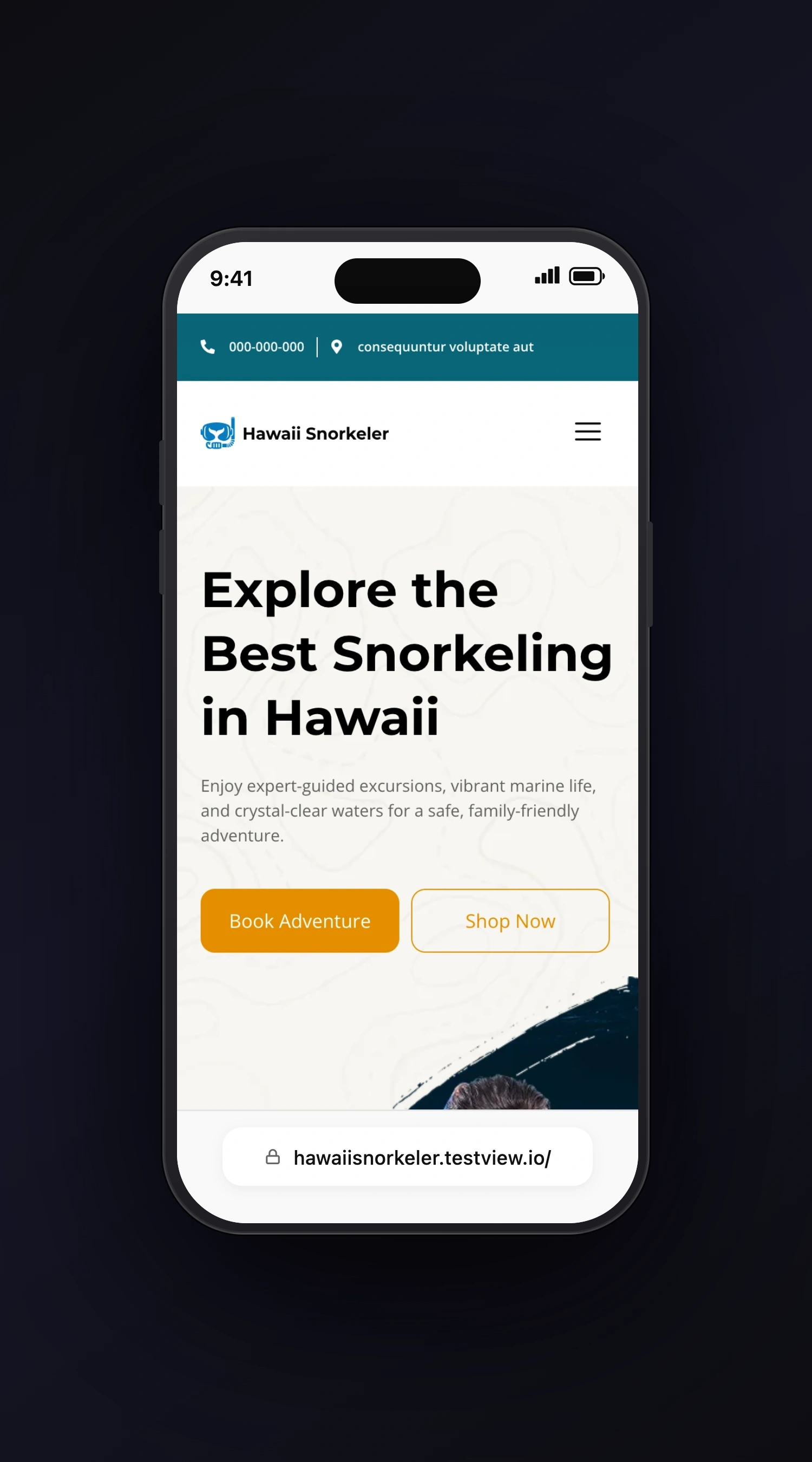 Hawaii Snorkeler mobile screen one