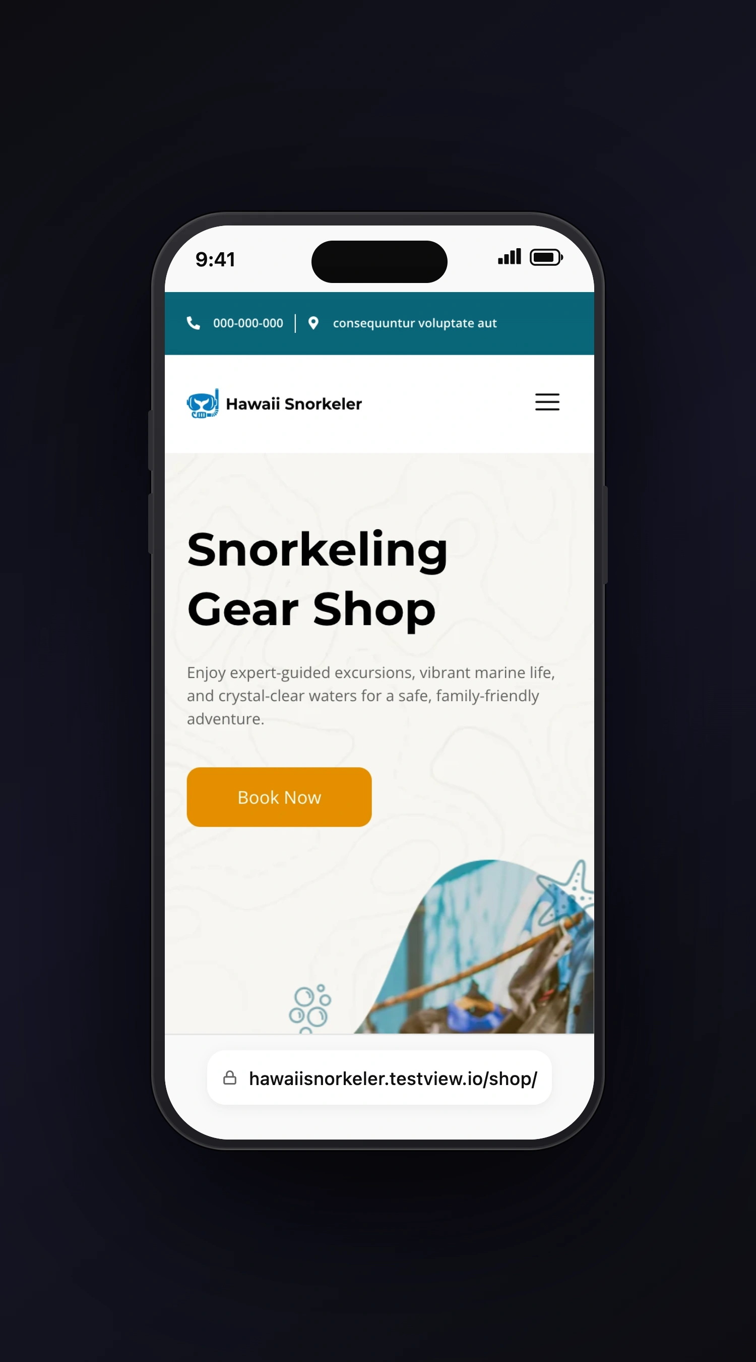 Hawaii Snorkeler mobile screen two