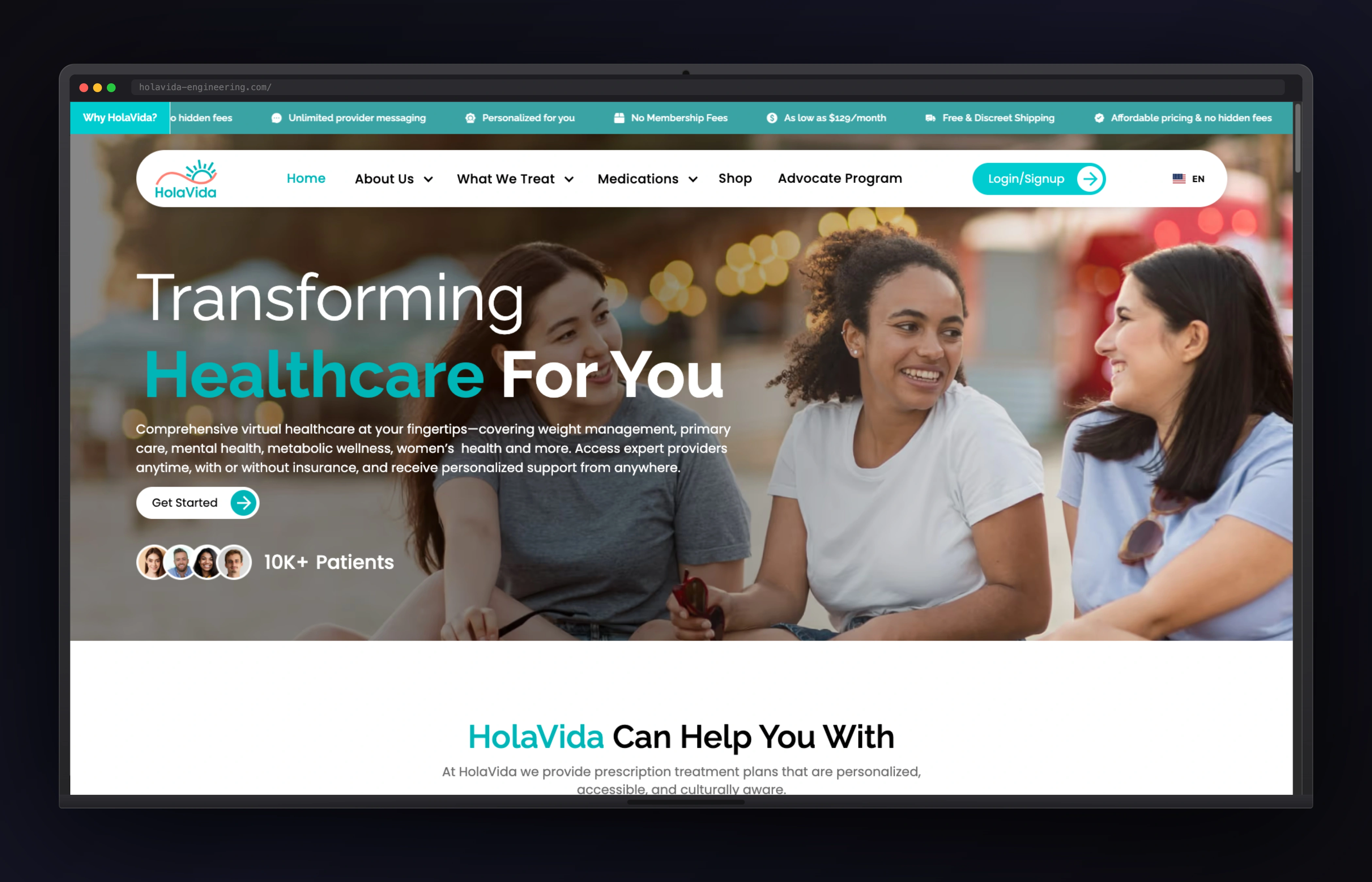 HolaVida Engineering website preview