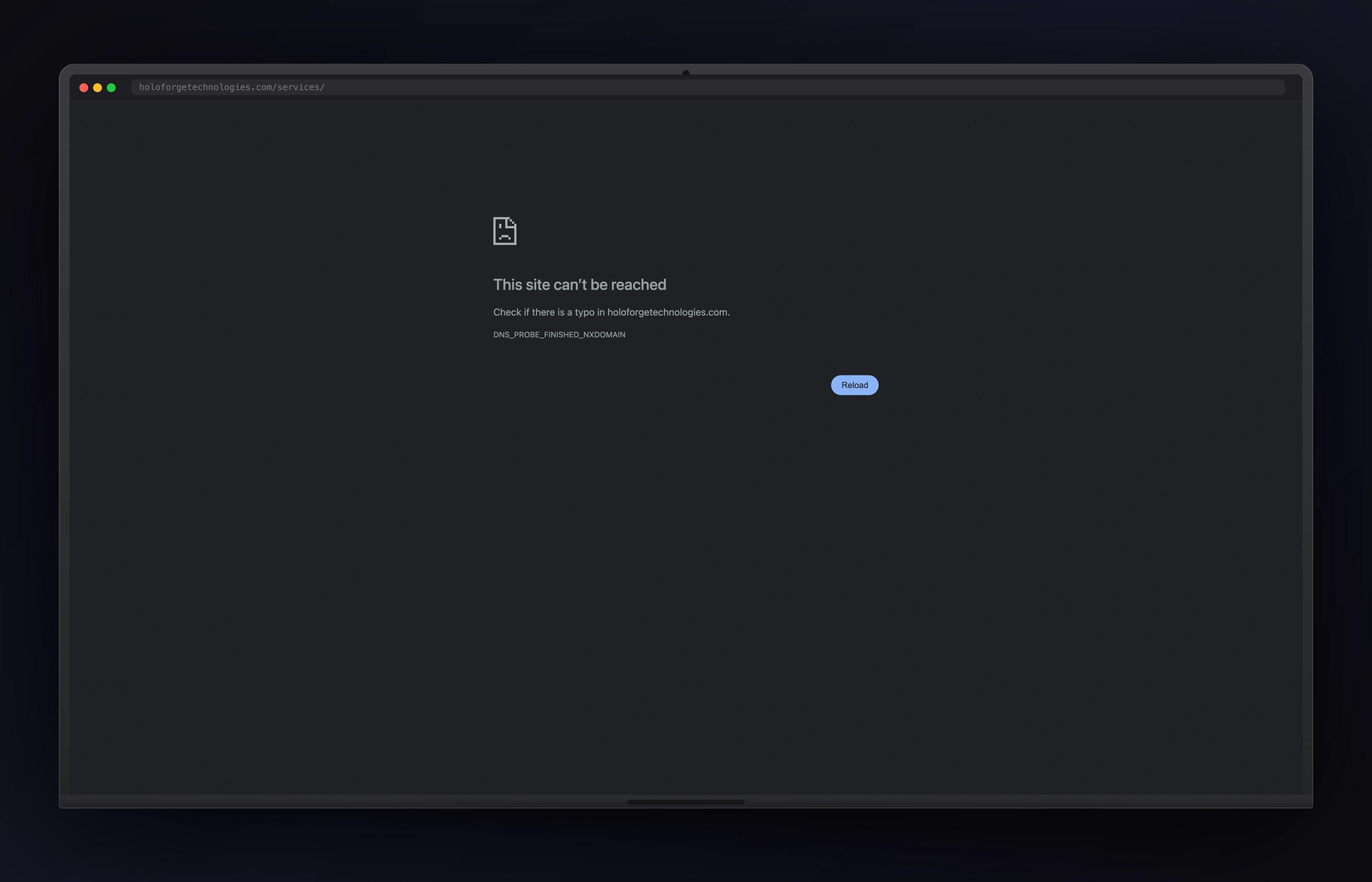 Holoforge Technologies desktop website concept