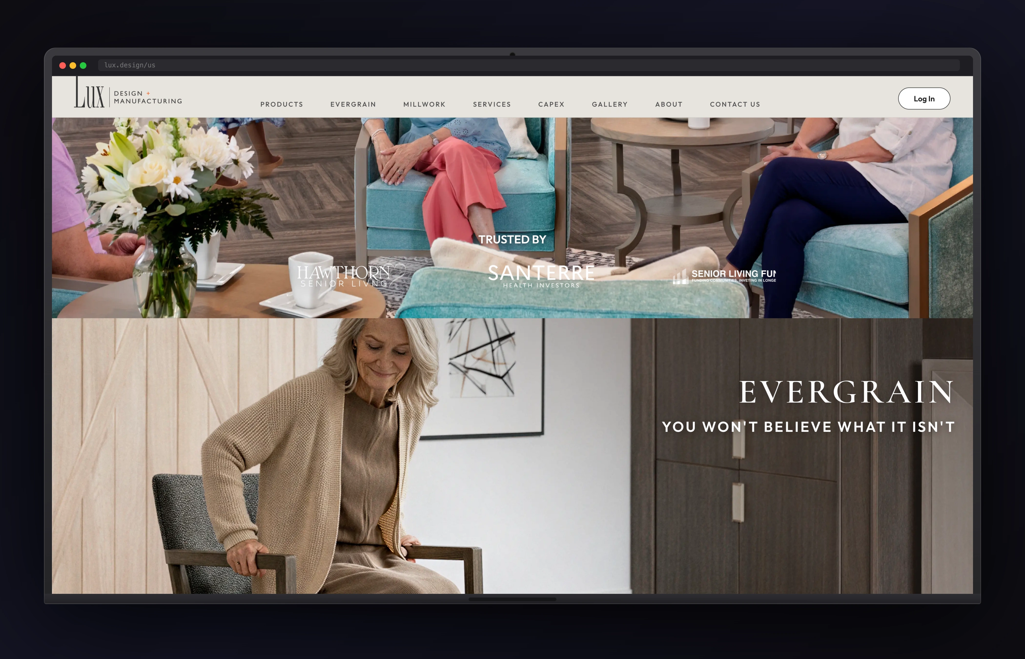 Lux Design Manufacturing desktop website concept