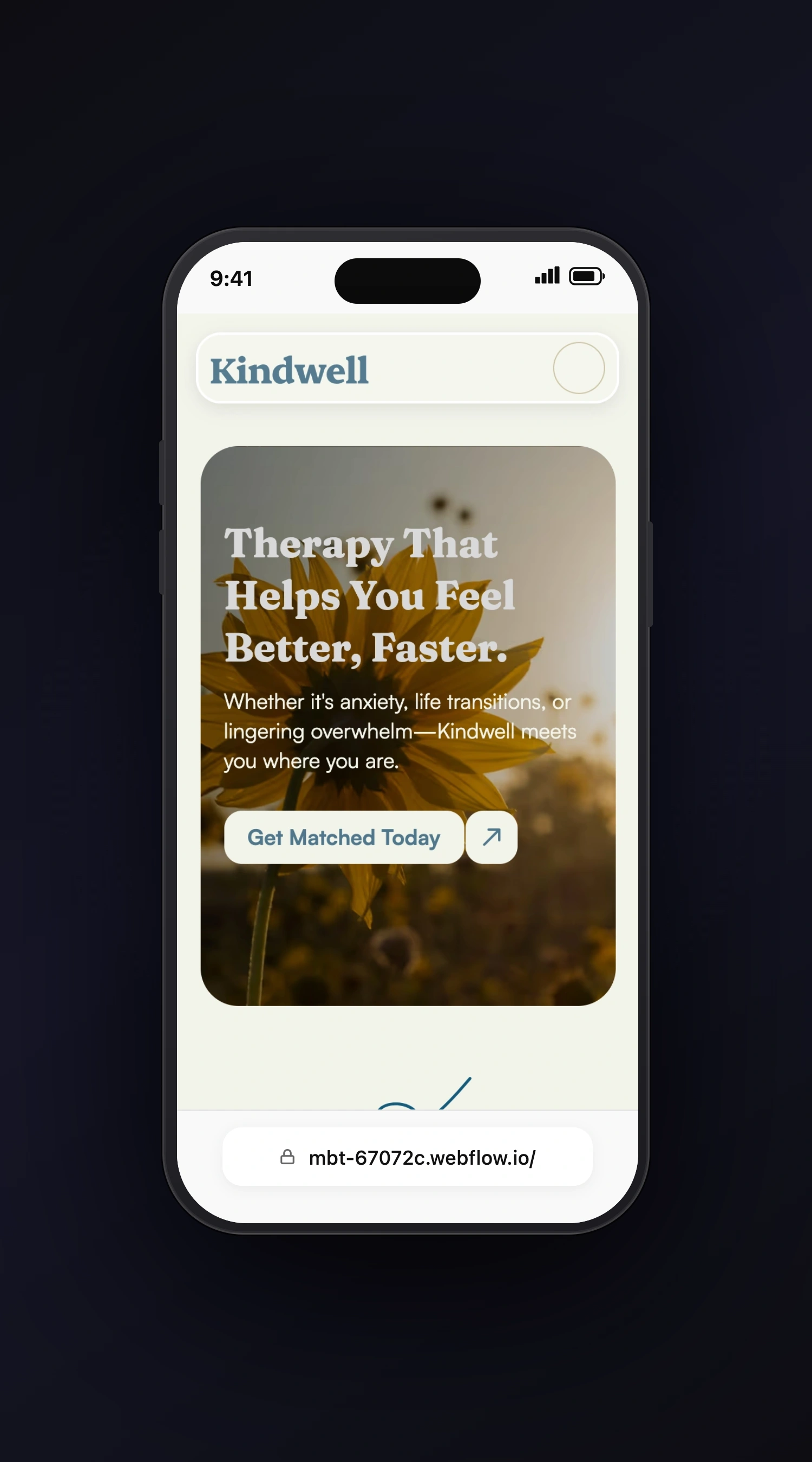 KindWell mobile screen one