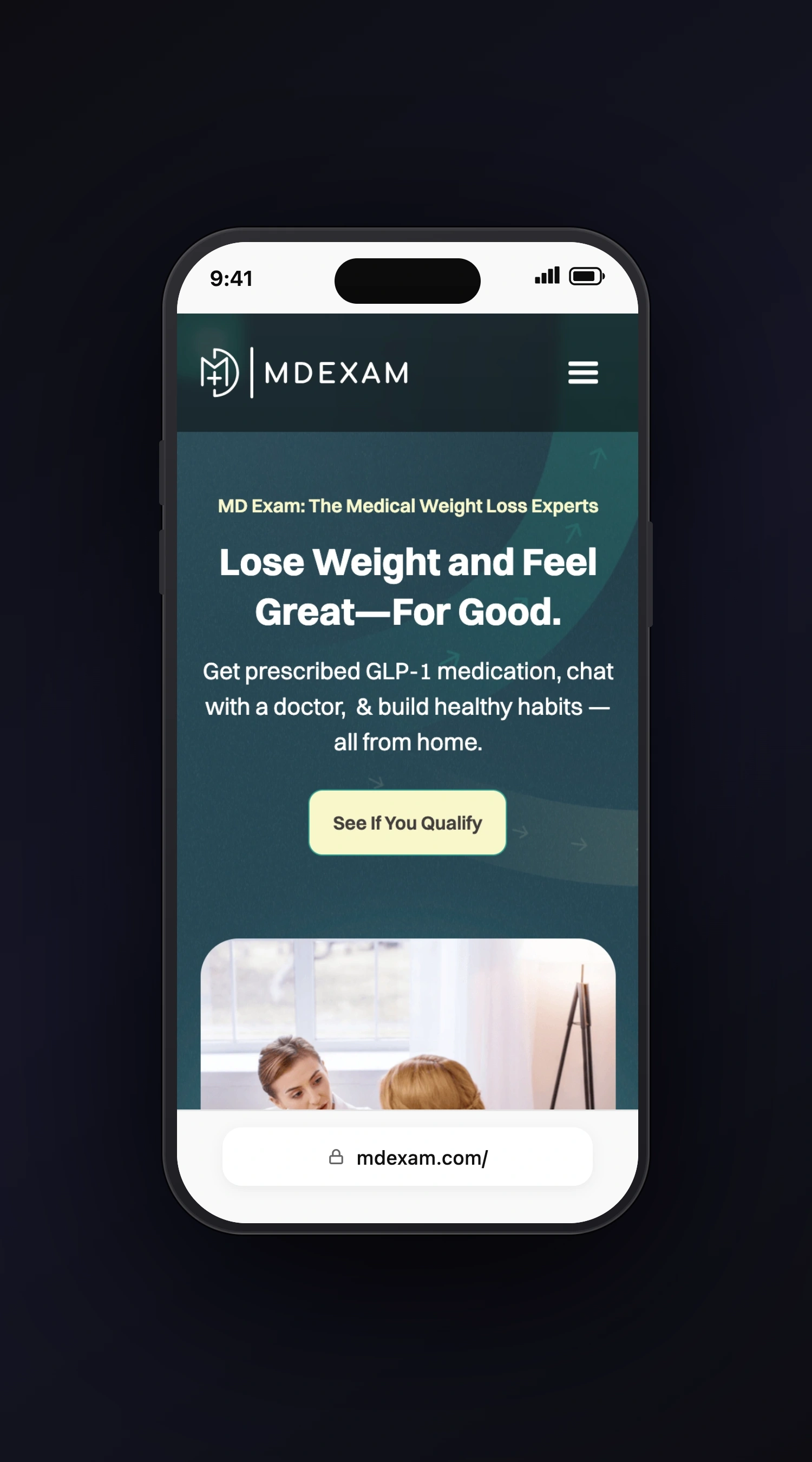 MD Exam mobile screen one