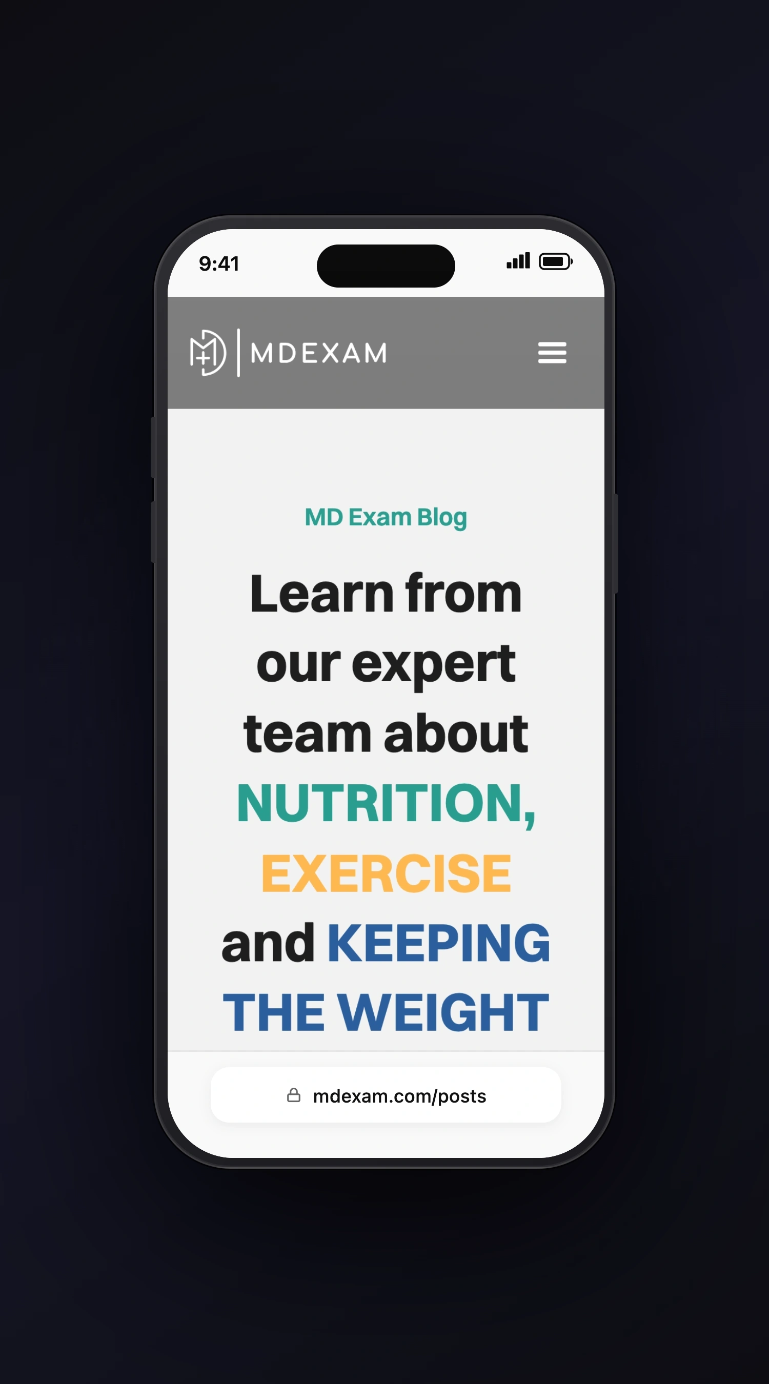 MD Exam mobile screen two
