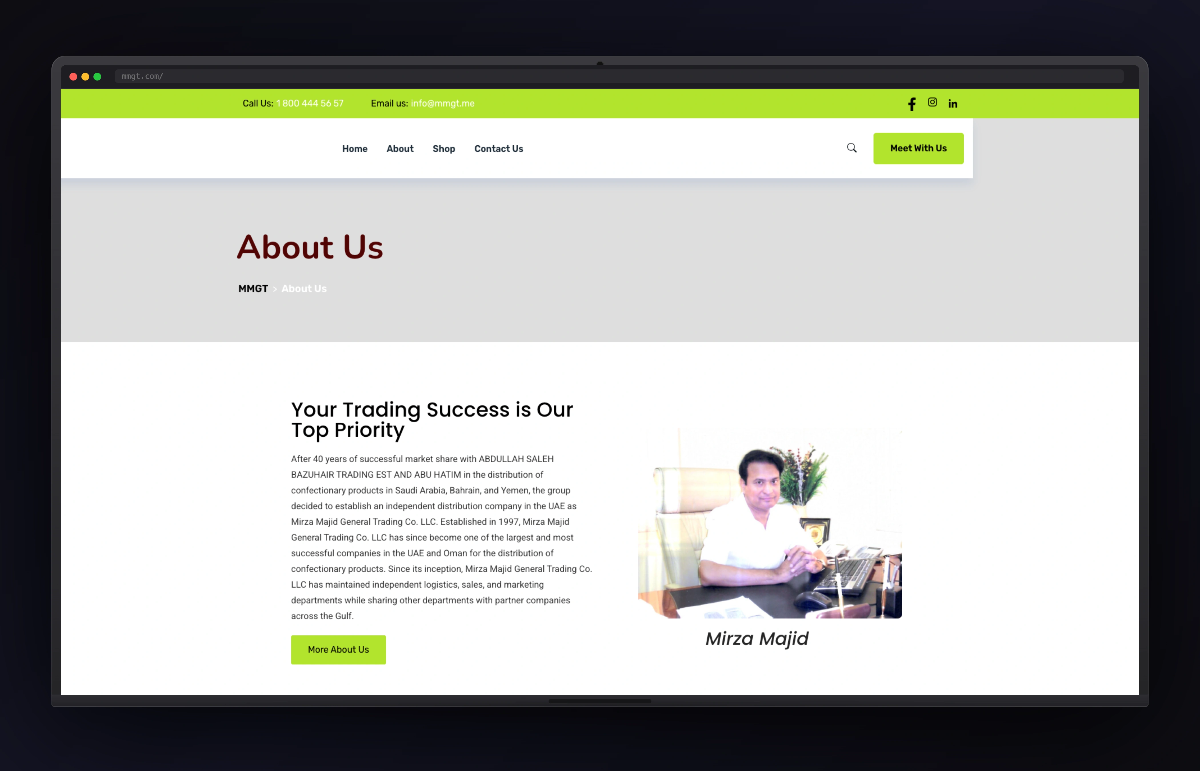 MMGT desktop website concept