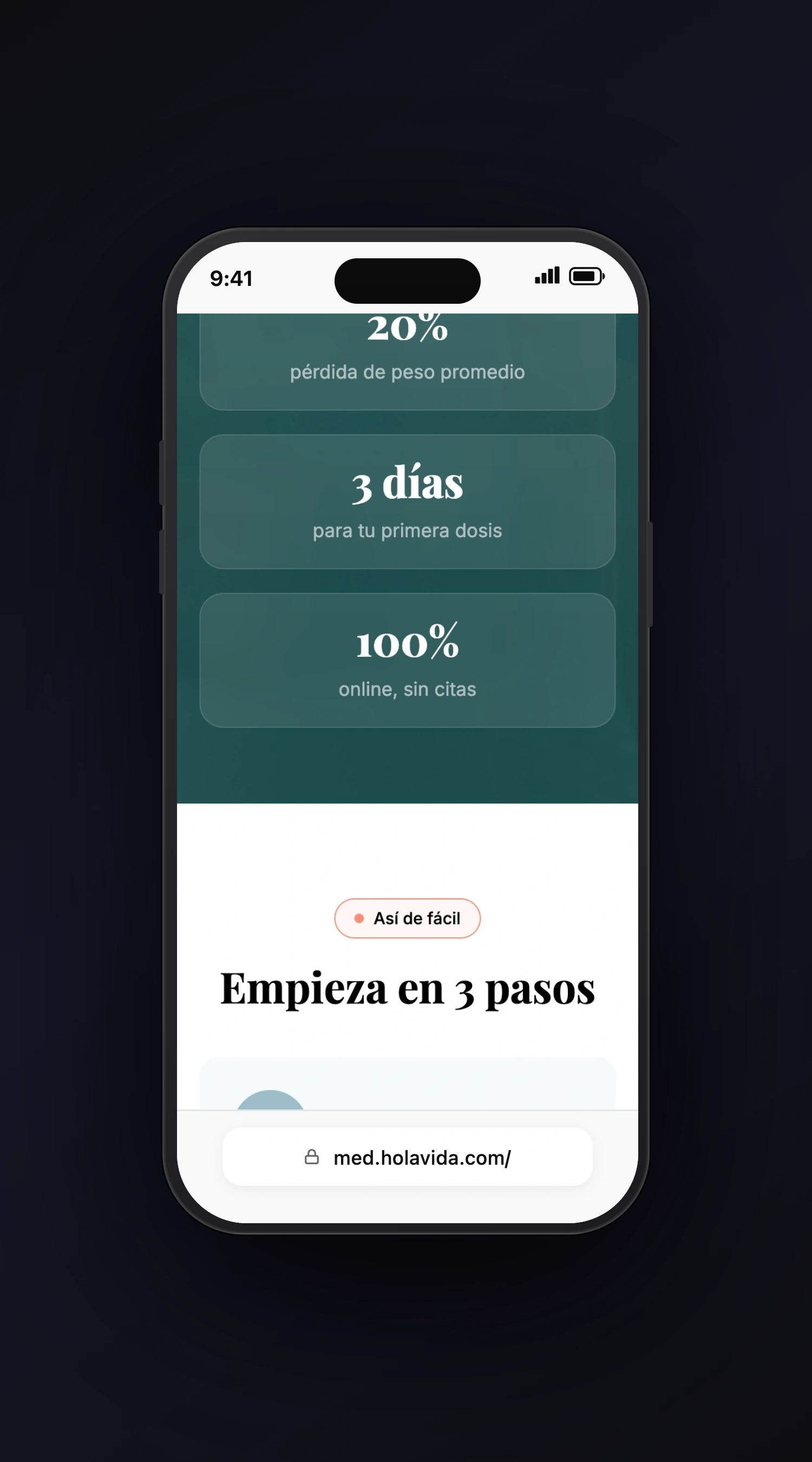 Med Holavida mobile screen two