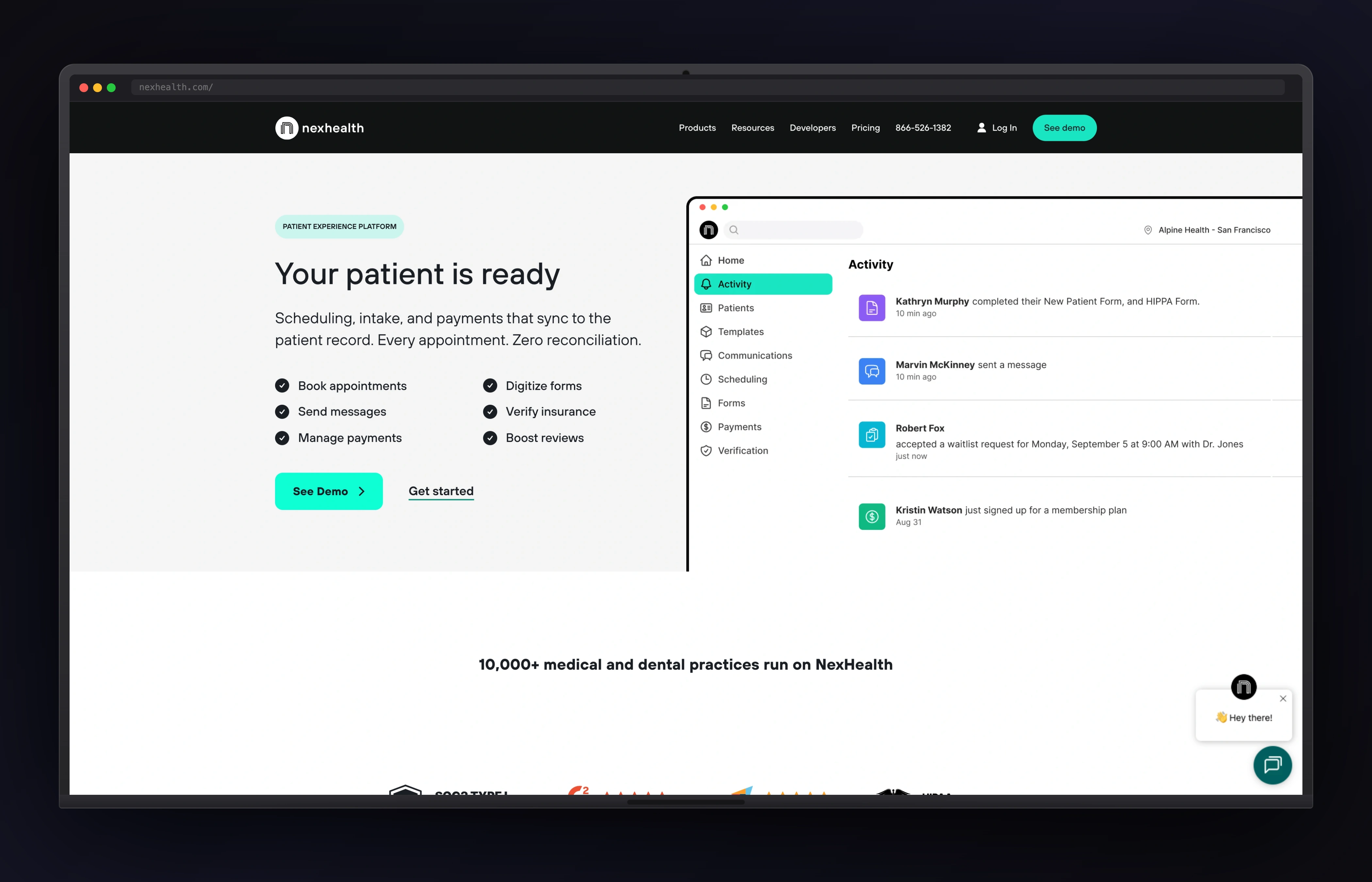 NexHealth website preview