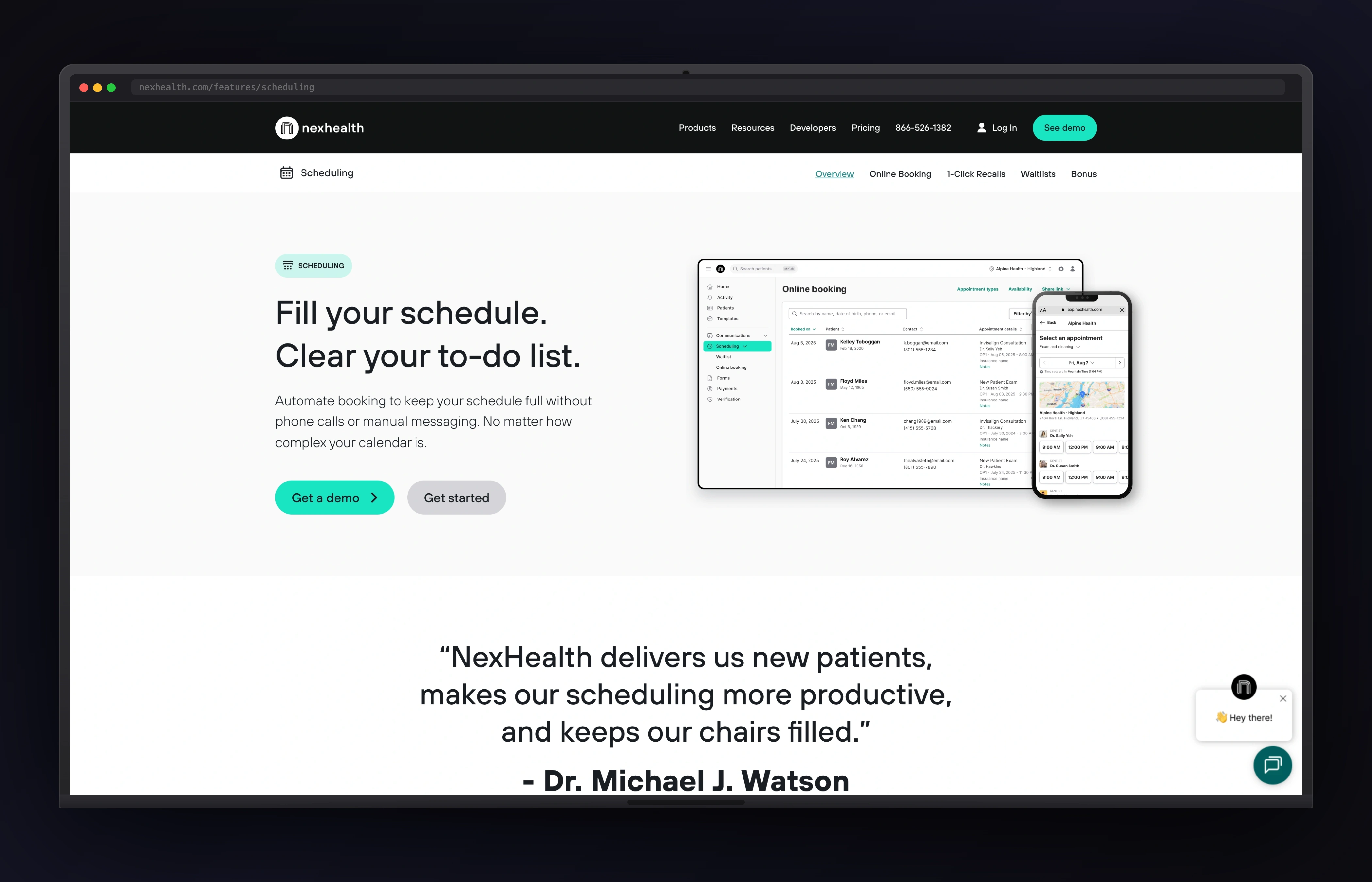 NexHealth desktop website concept