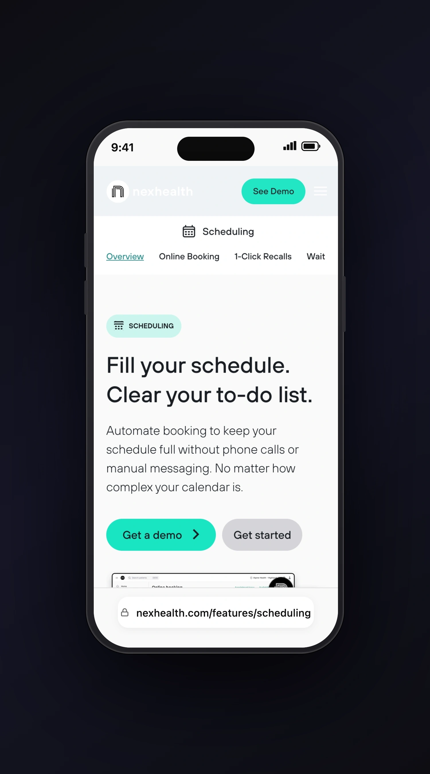NexHealth mobile screen two