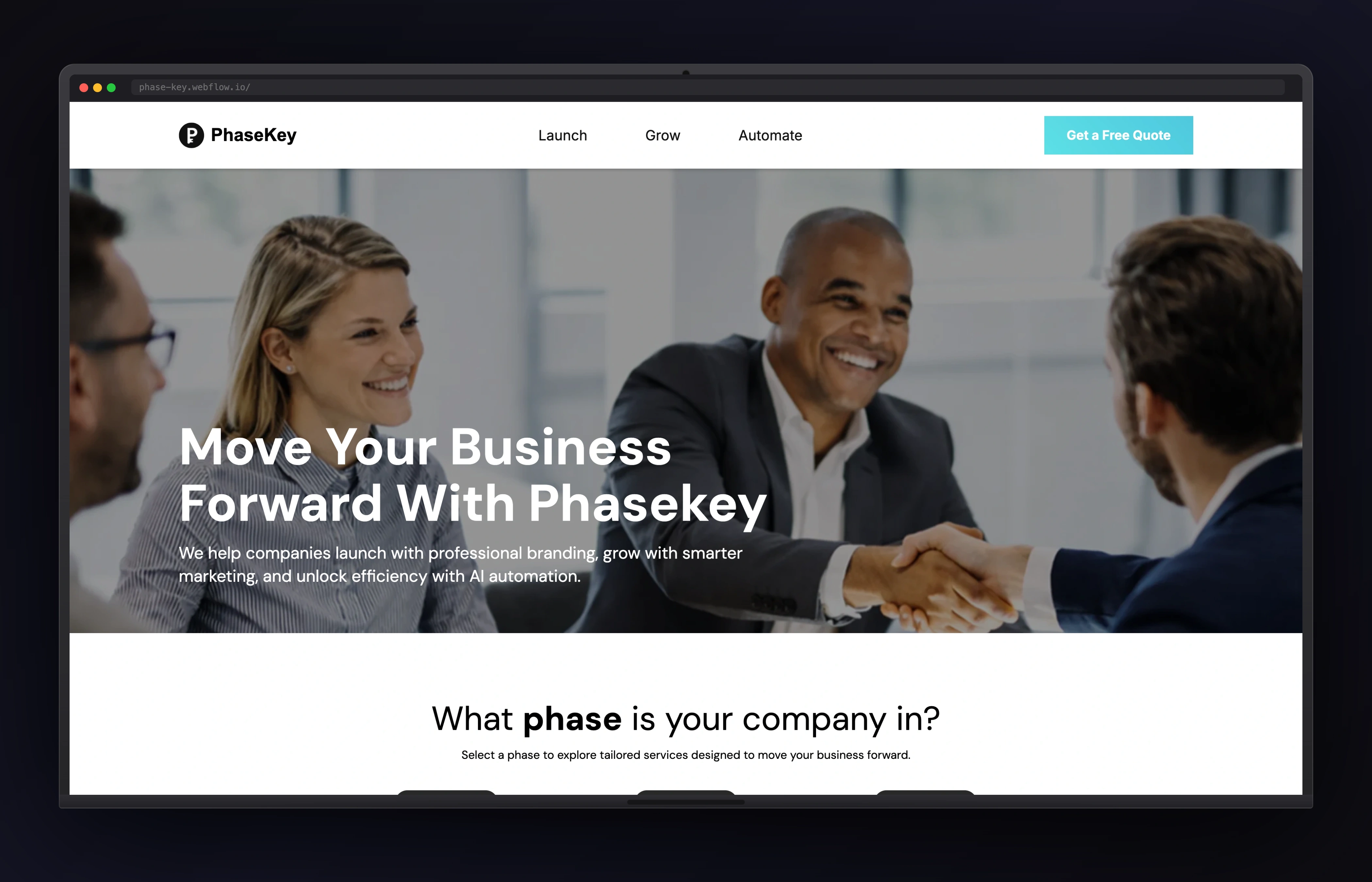Phase Key website preview