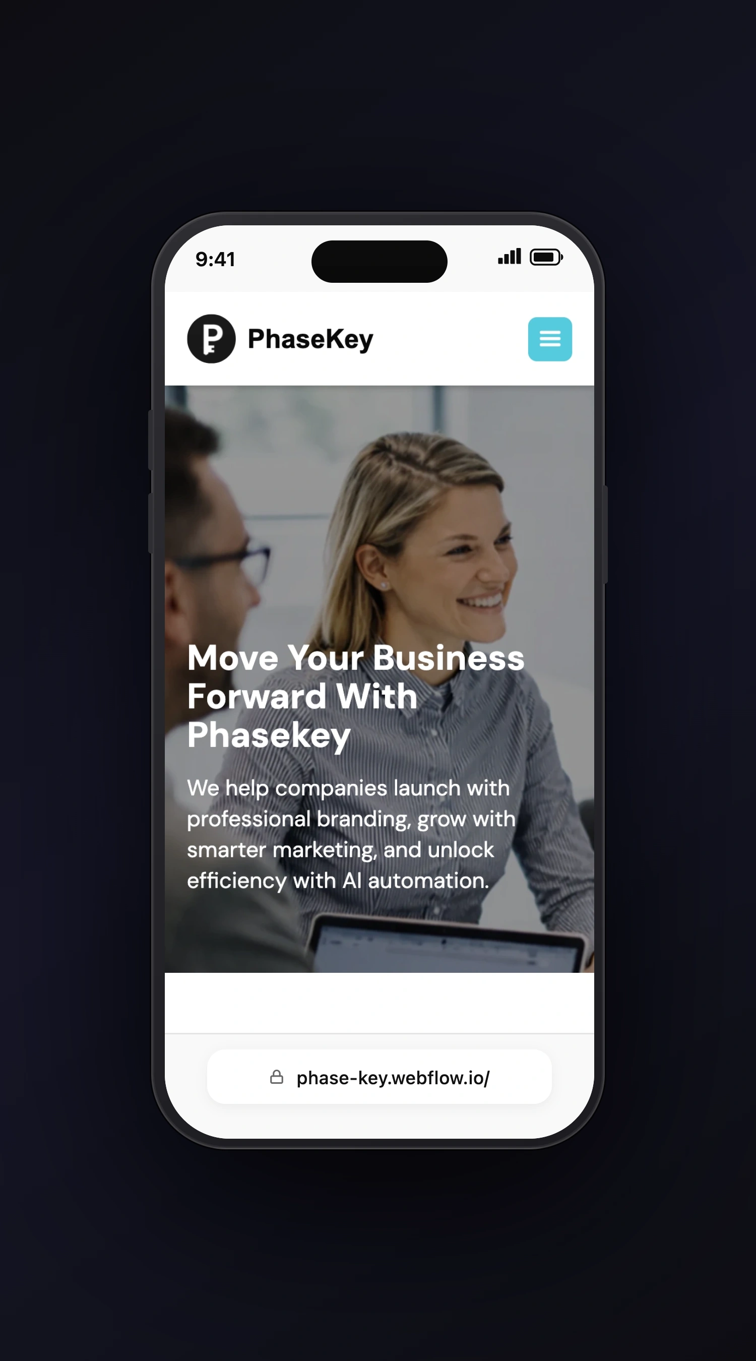 Phase Key mobile screen one