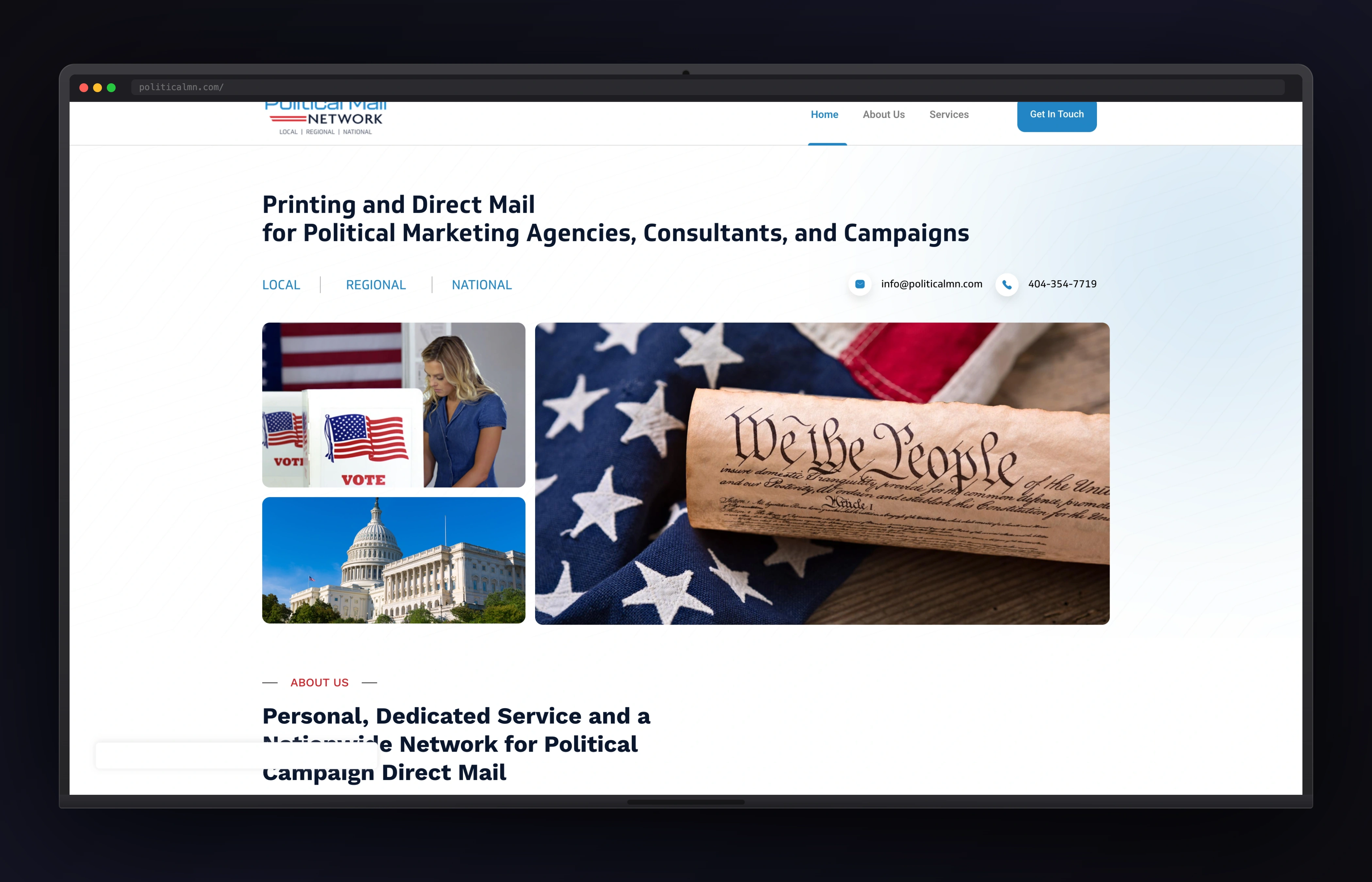 Political MN Gardner desktop website concept