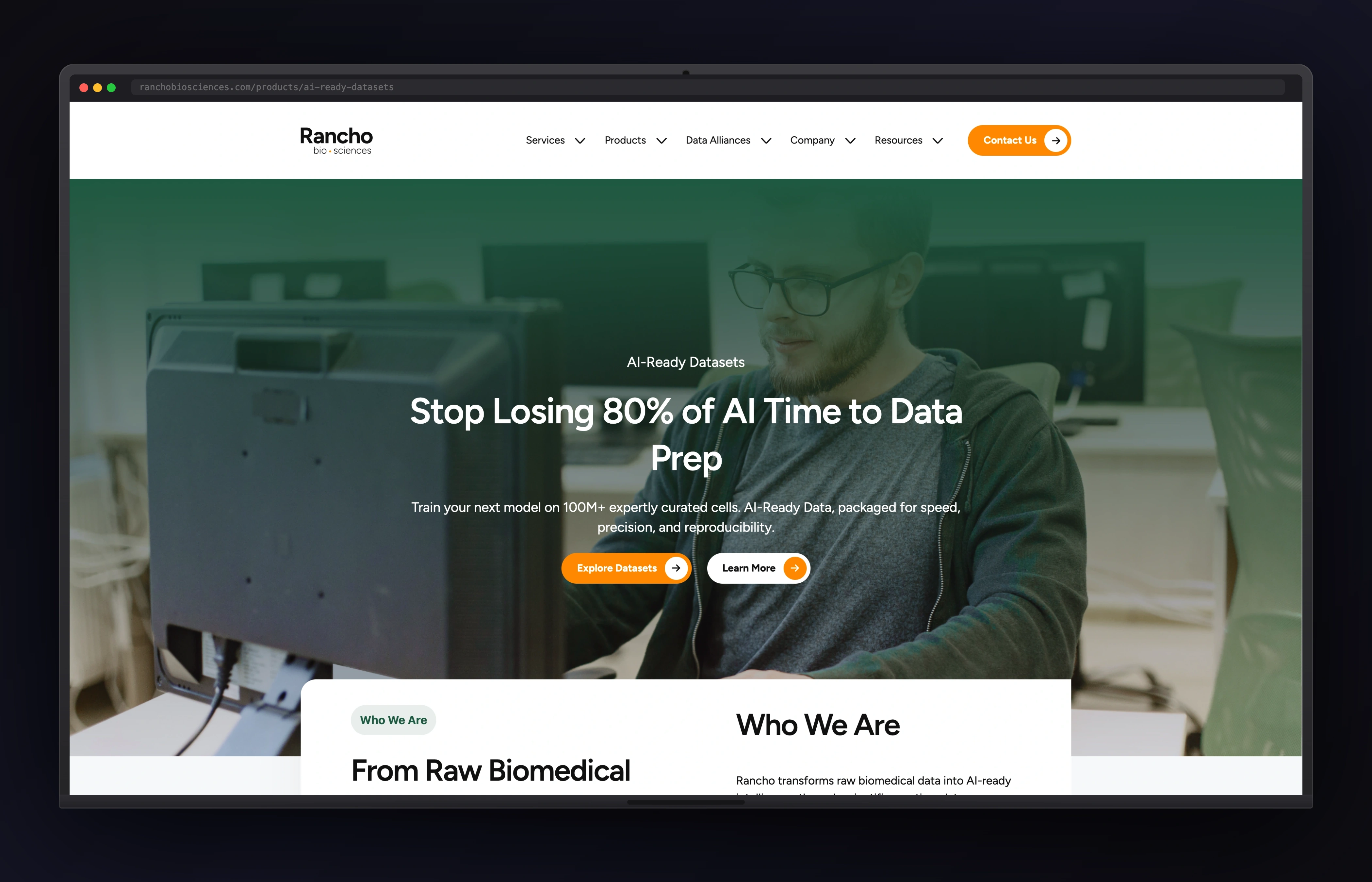 Rancho Bio Sciences desktop website concept