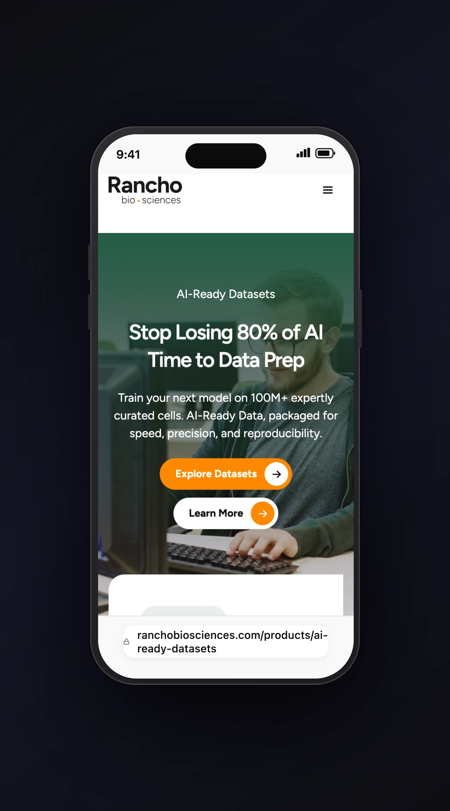 Rancho Bio Sciences mobile screen two