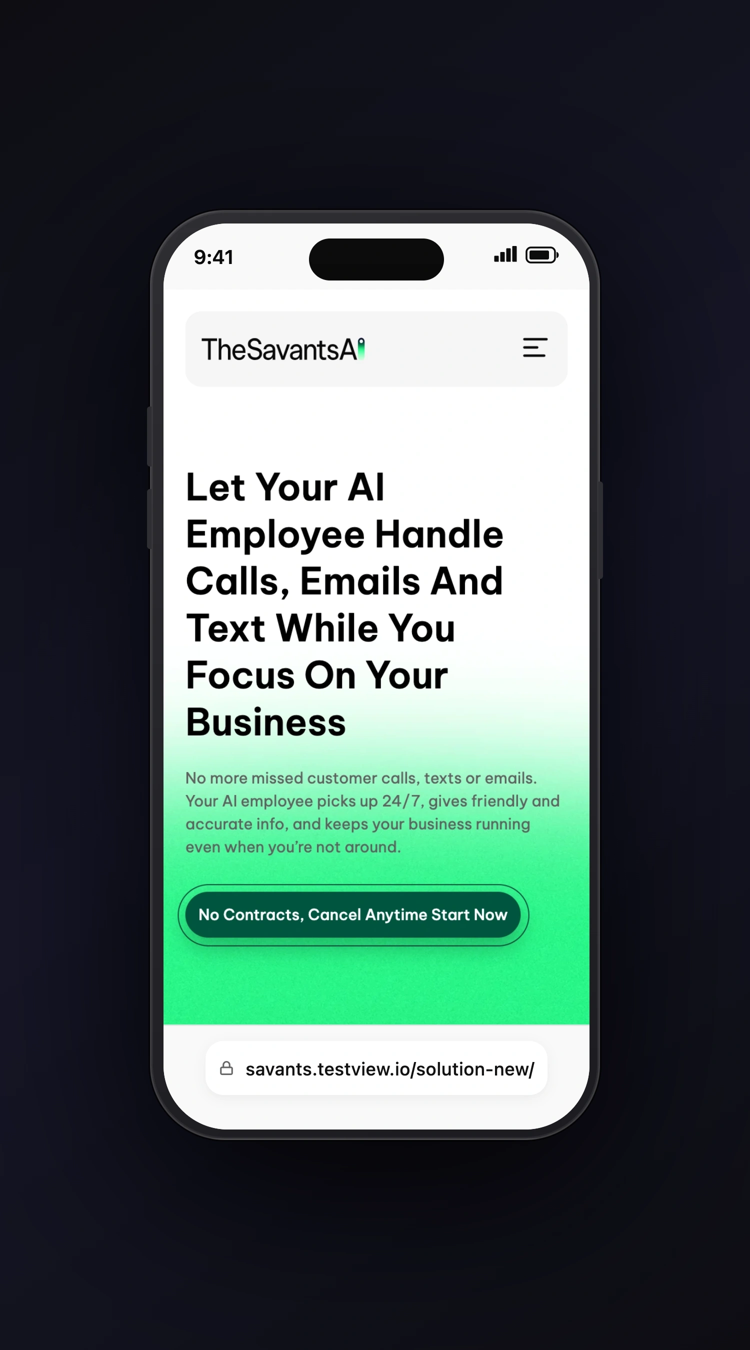 Savants AI mobile screen two