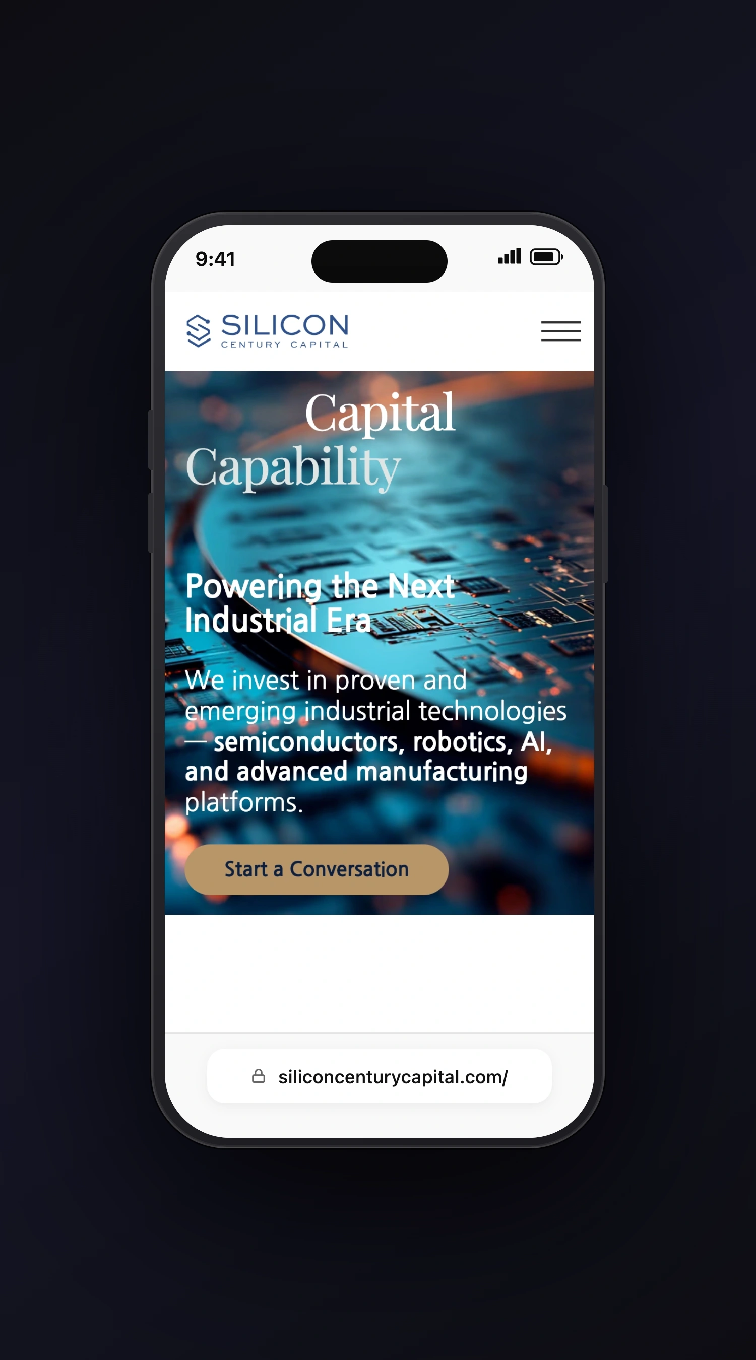 Silicon Century Capital mobile screen one