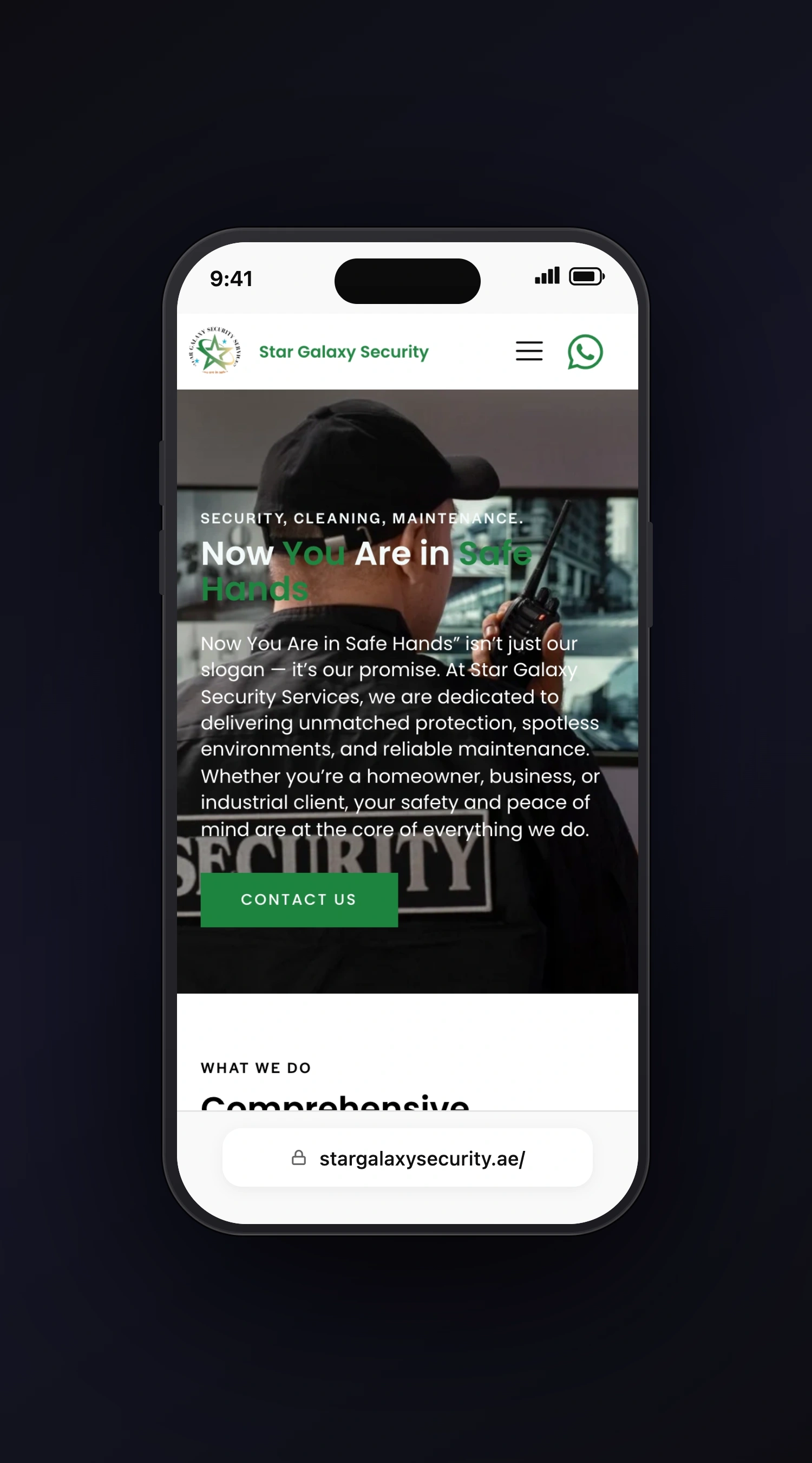 Stargalaxy Security mobile screen one