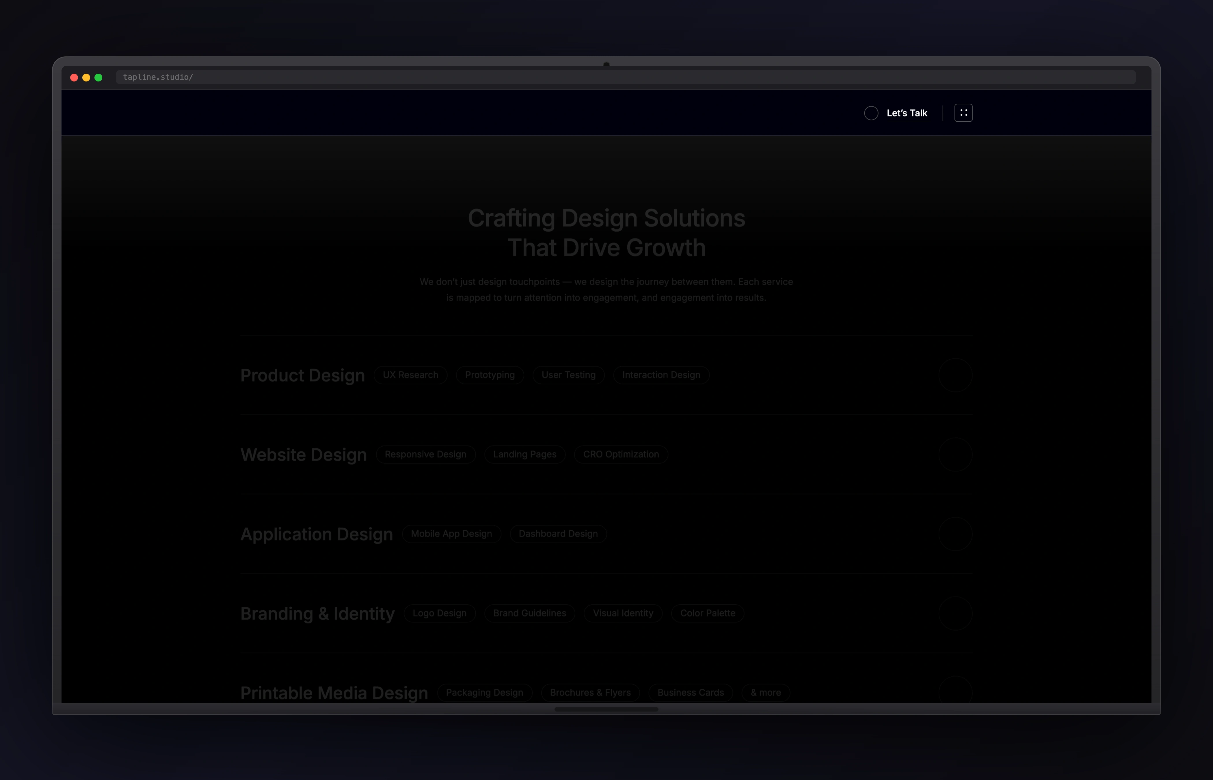 Tapline Studio website preview