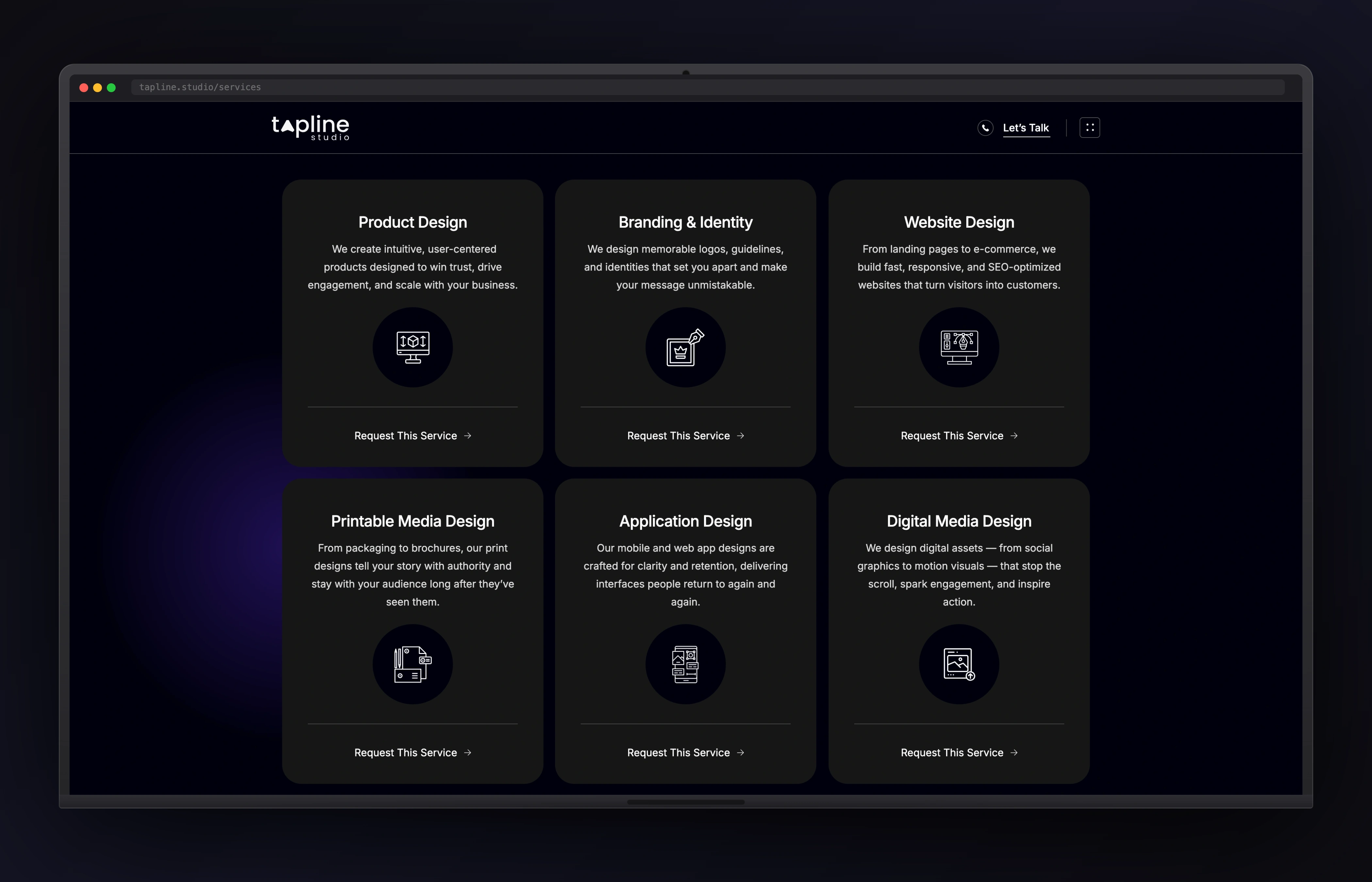 Tapline Studio desktop website concept