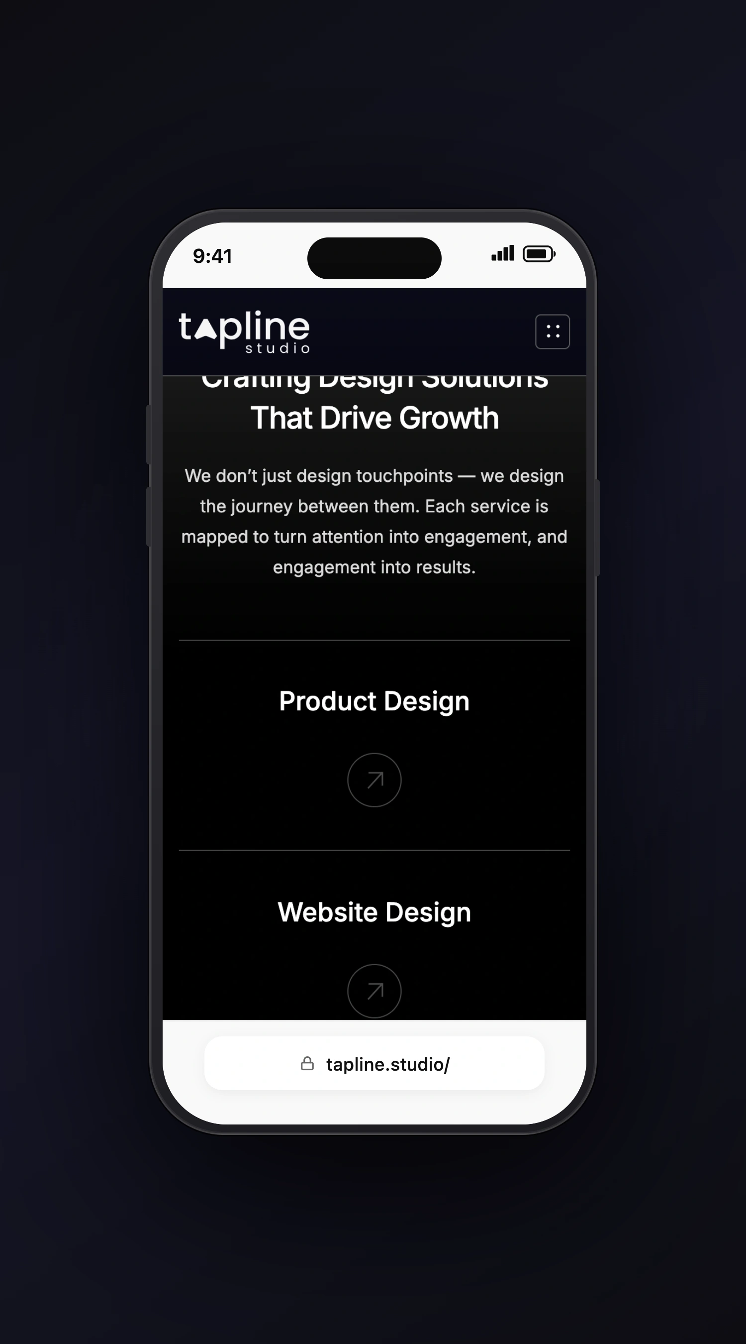Tapline Studio mobile screen one