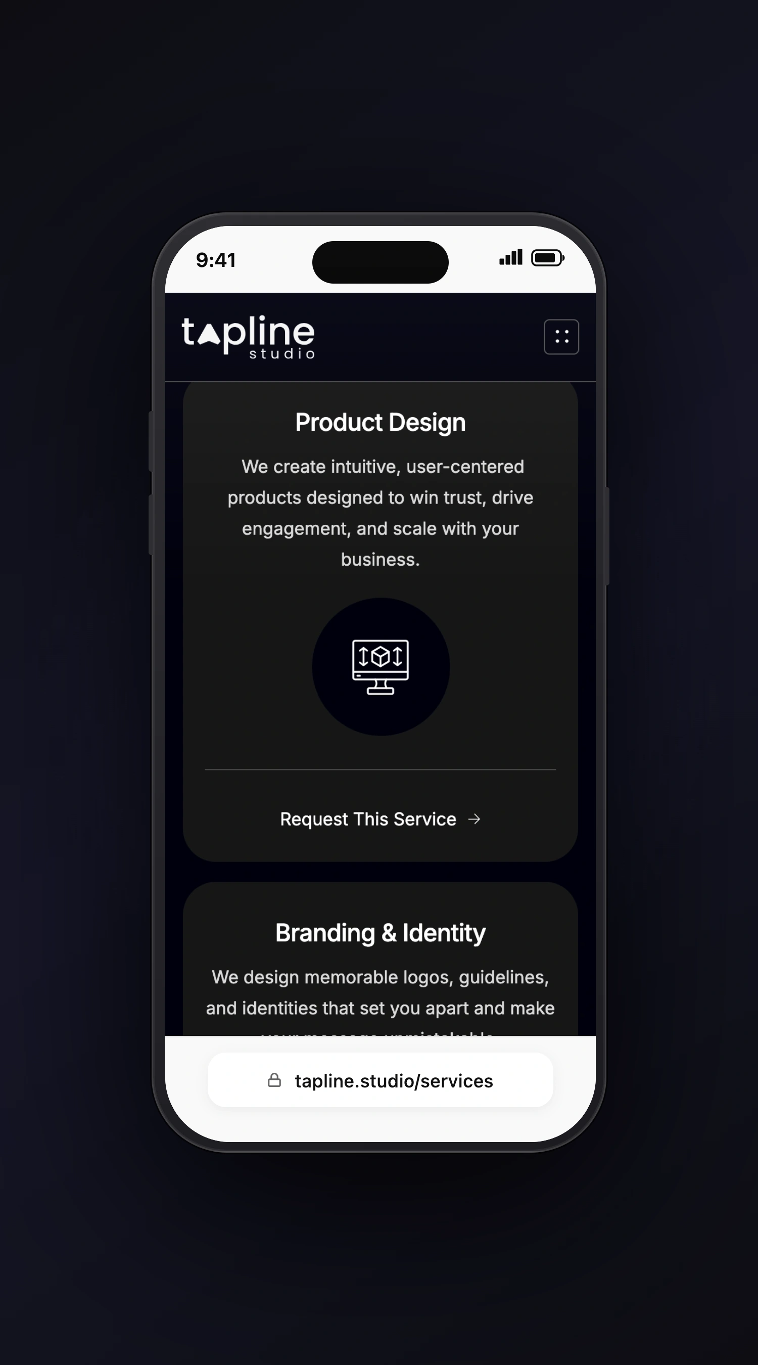 Tapline Studio mobile screen two