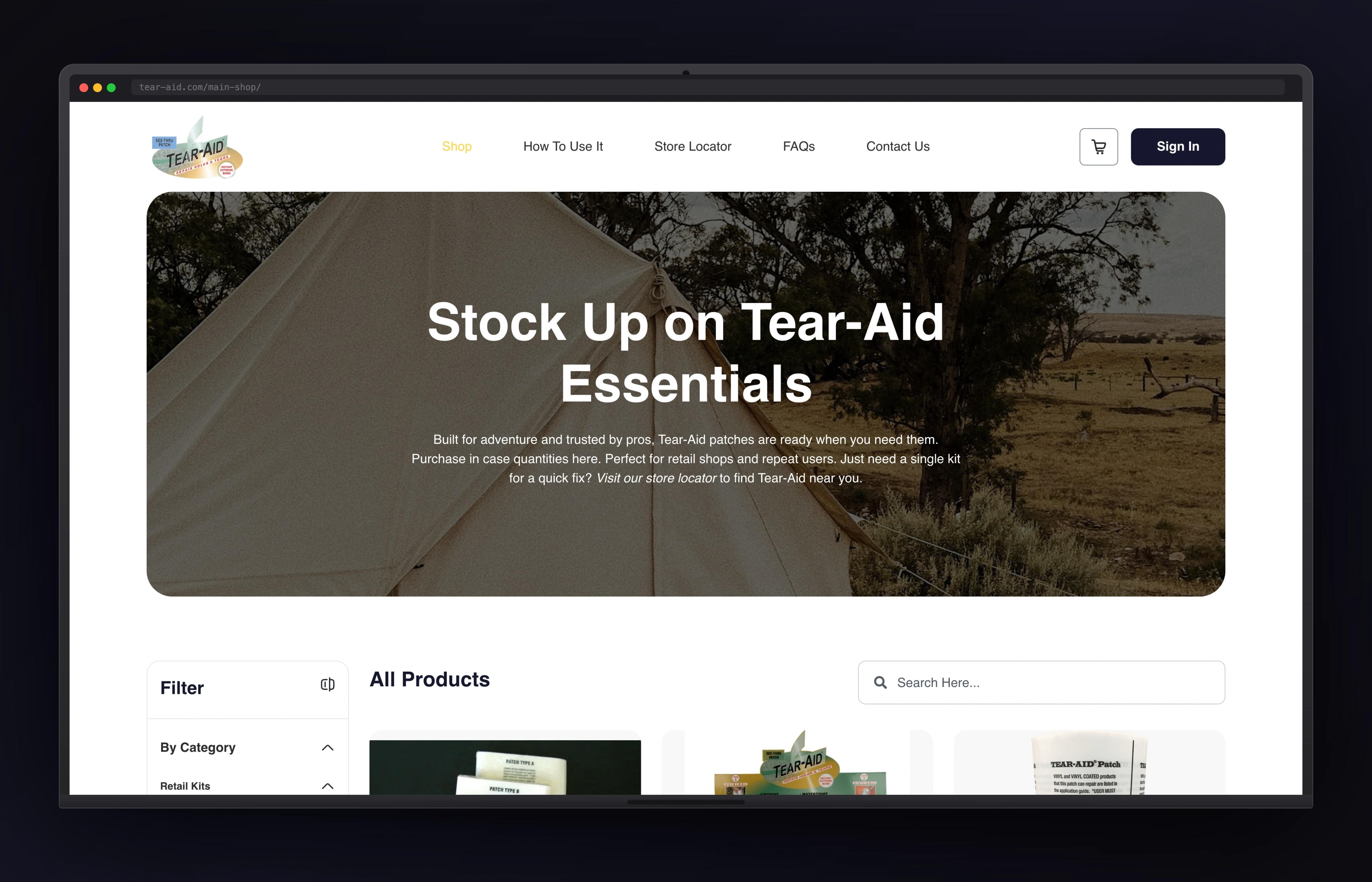 Tear-Aid desktop website concept