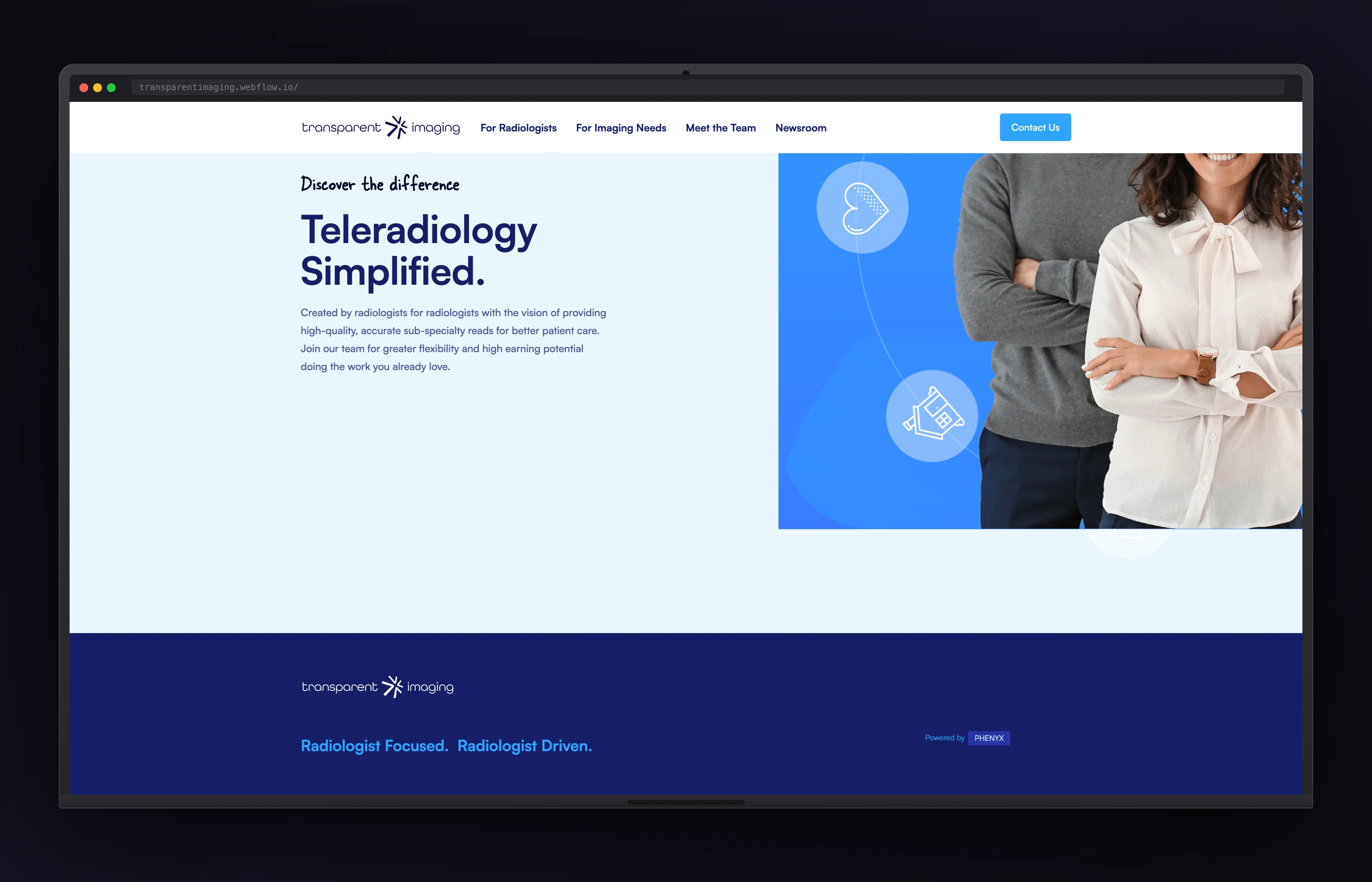 Transparent Imaging desktop website concept