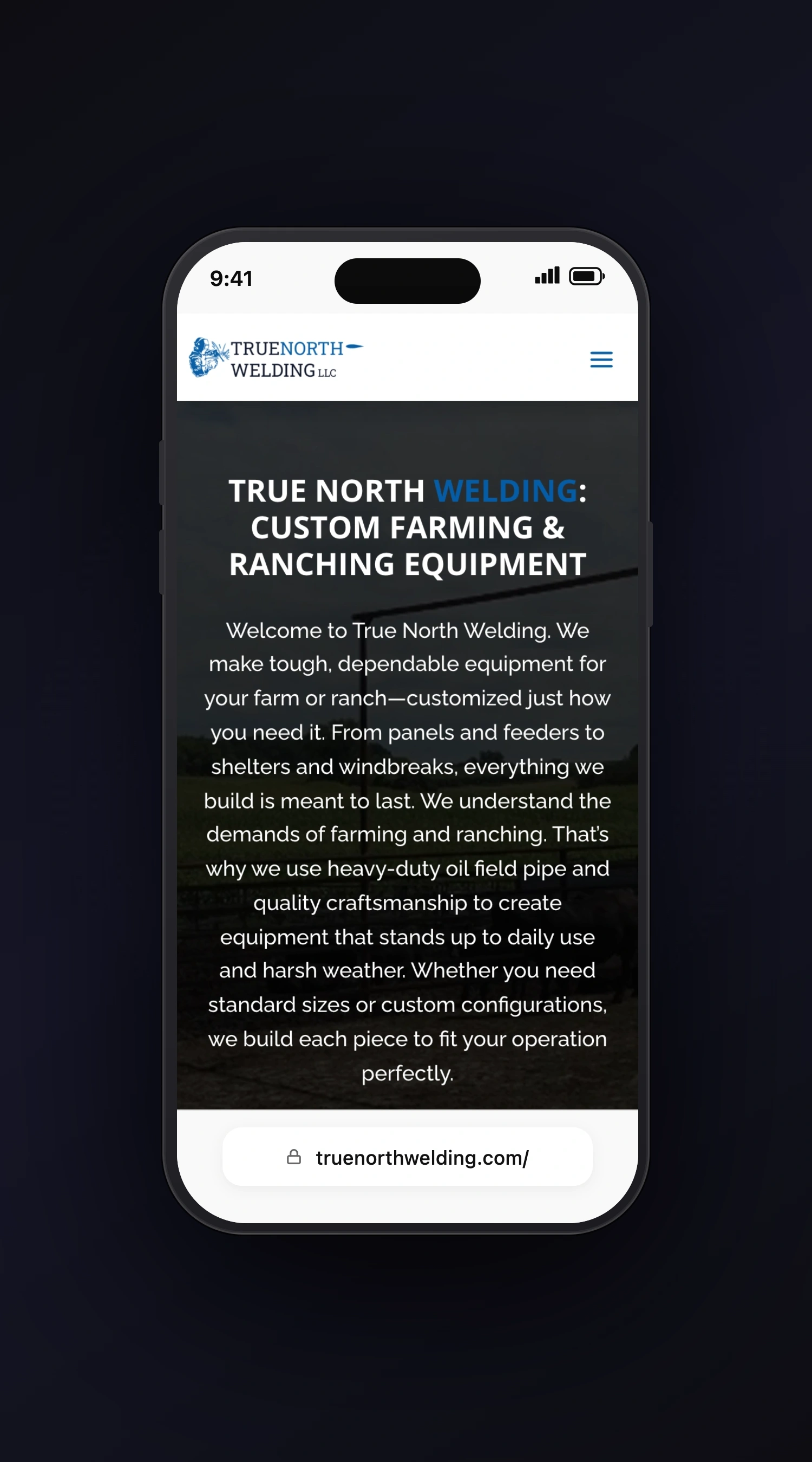 True North Welding LLC mobile screen one