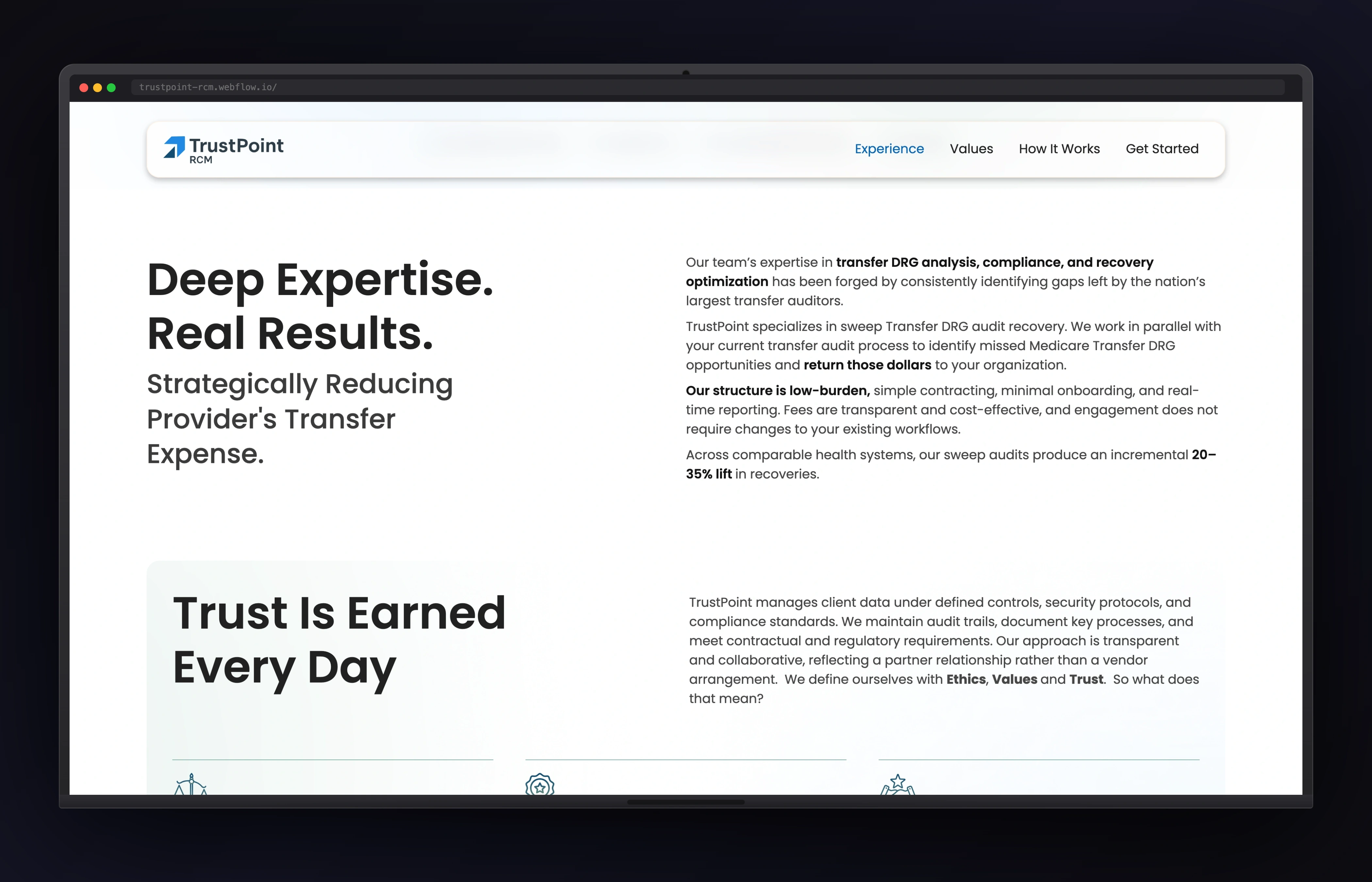 TrustPoint CMS desktop website concept