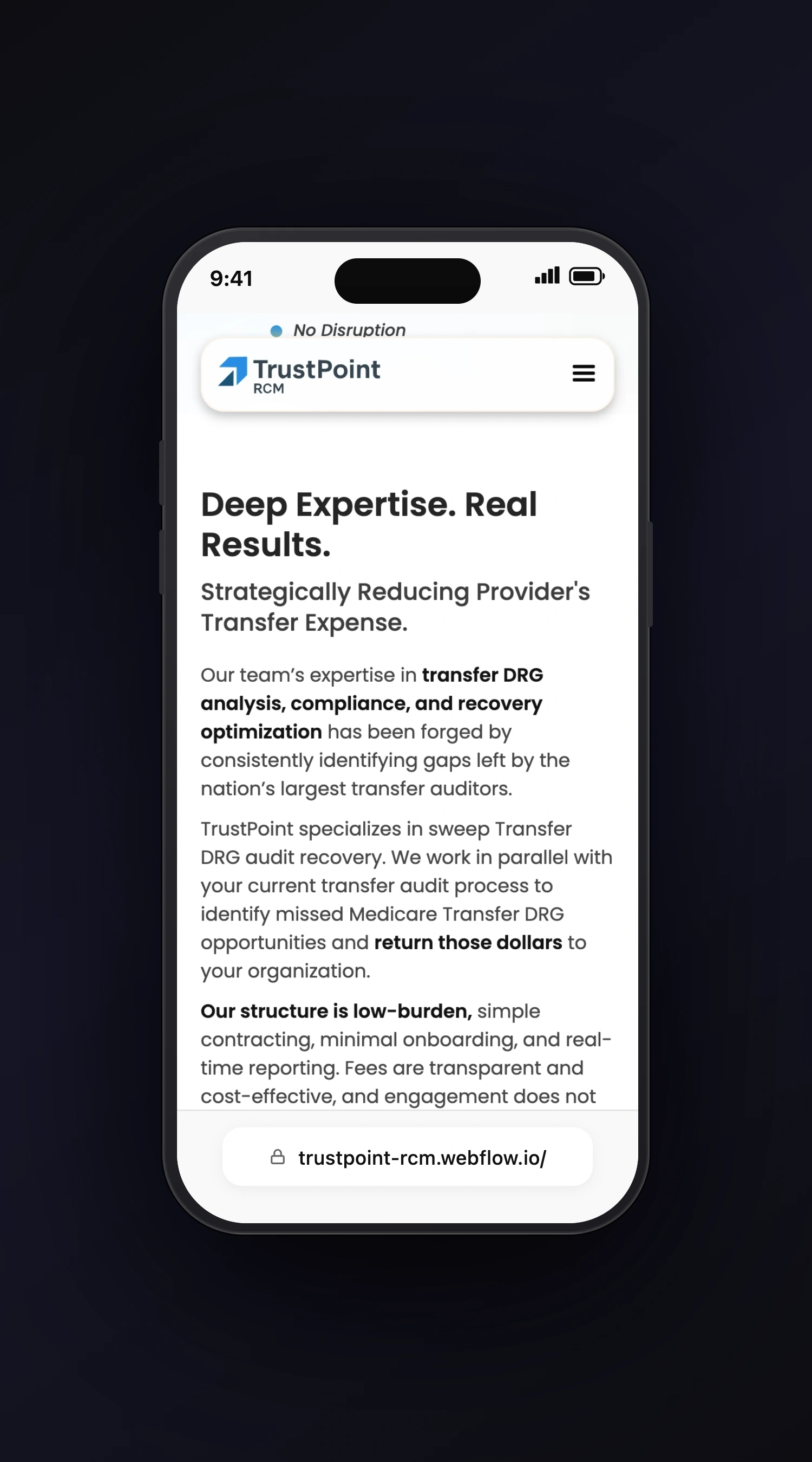 TrustPoint CMS mobile screen two