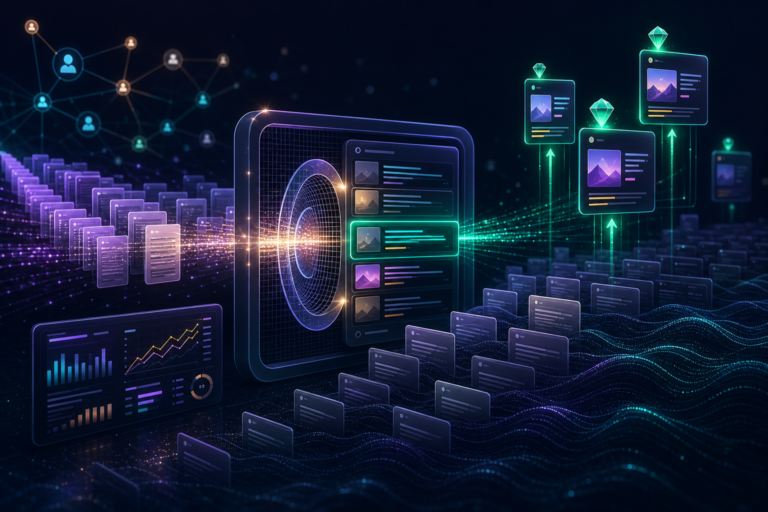 Abstract representation of AI SEO Content.